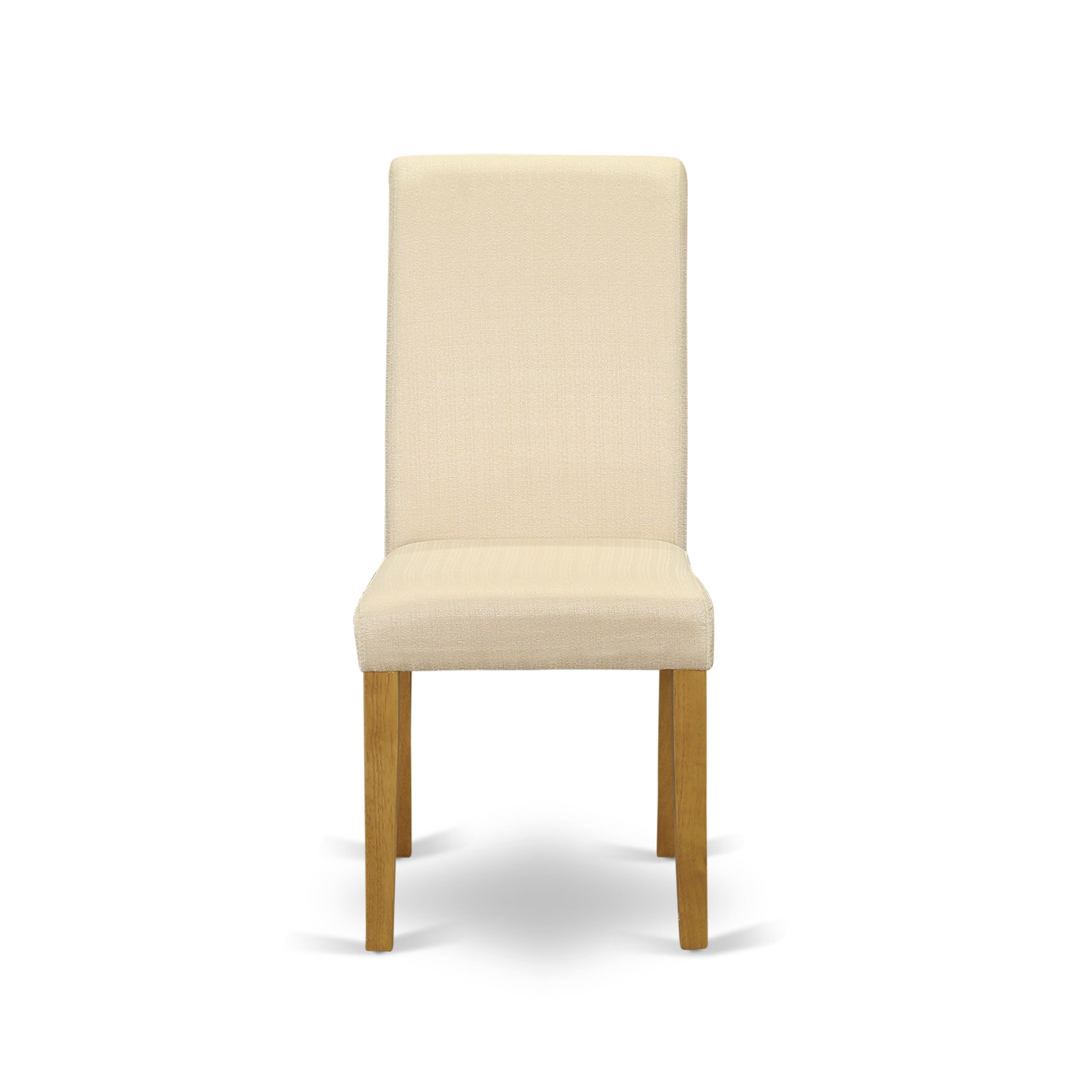East West Furniture NDBA3-OAK-02 Dining Set 3 Pc - 2 Dining Room Chairs and a Breakfast Table - Oak Finish Wood - Light Baige Color Linen Fabric