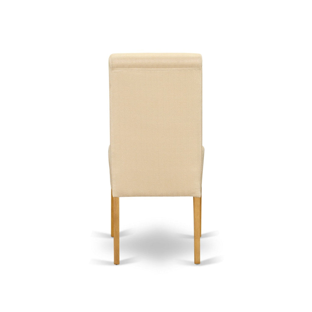 East West Furniture CABA5-OAK-02 5 Piece Dining Set Includes a Rectangle Dining Room Table and 4 Light Beige Linen Fabric Upholstered Parson Chairs