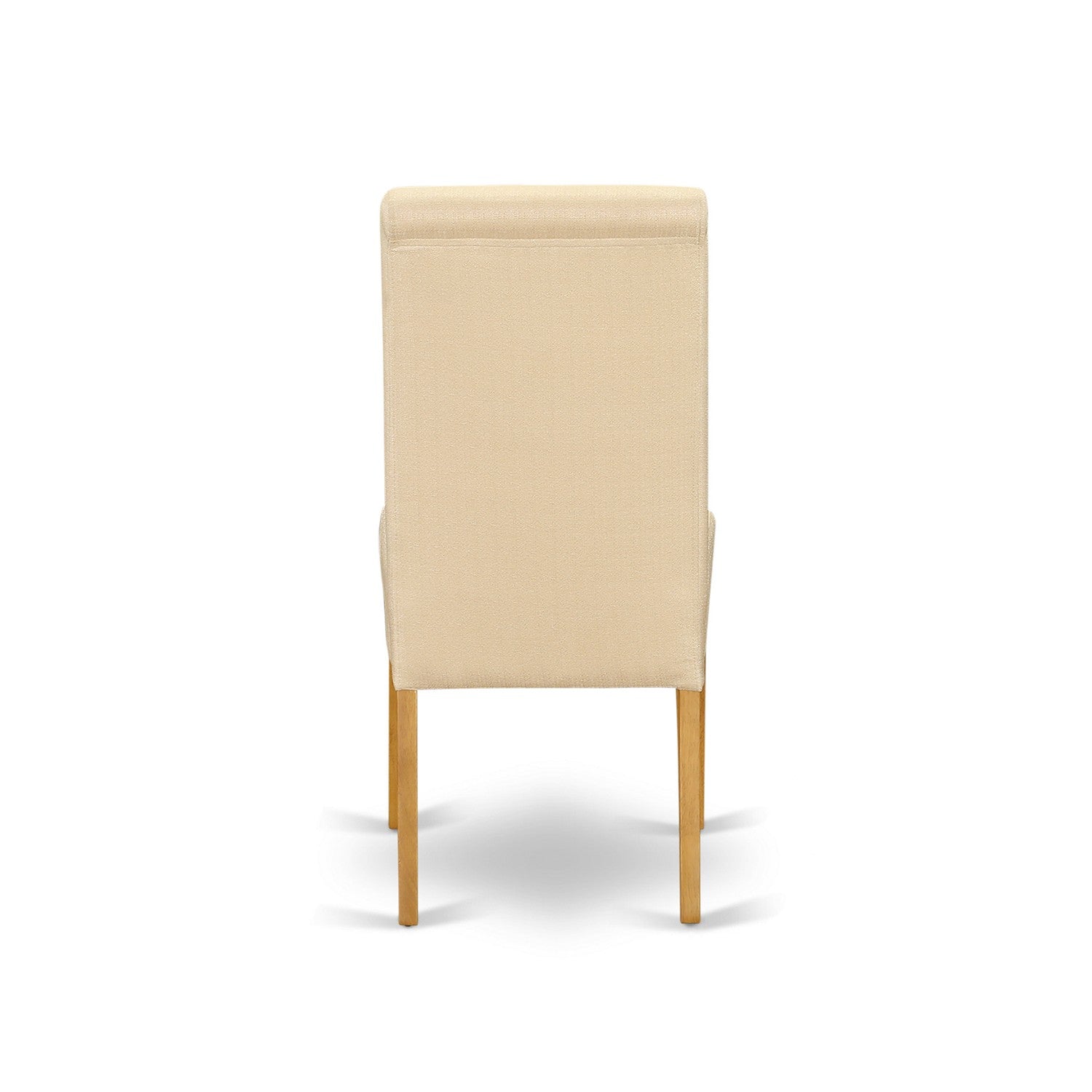 Juego de mesa de comedor de 5 piezas East West Furniture ANBA5-OAK-02 para 4 personas. Incluye una mesa de cocina redonda con pedestal y 4 sillas de comedor Parson de tela de lino beige claro.