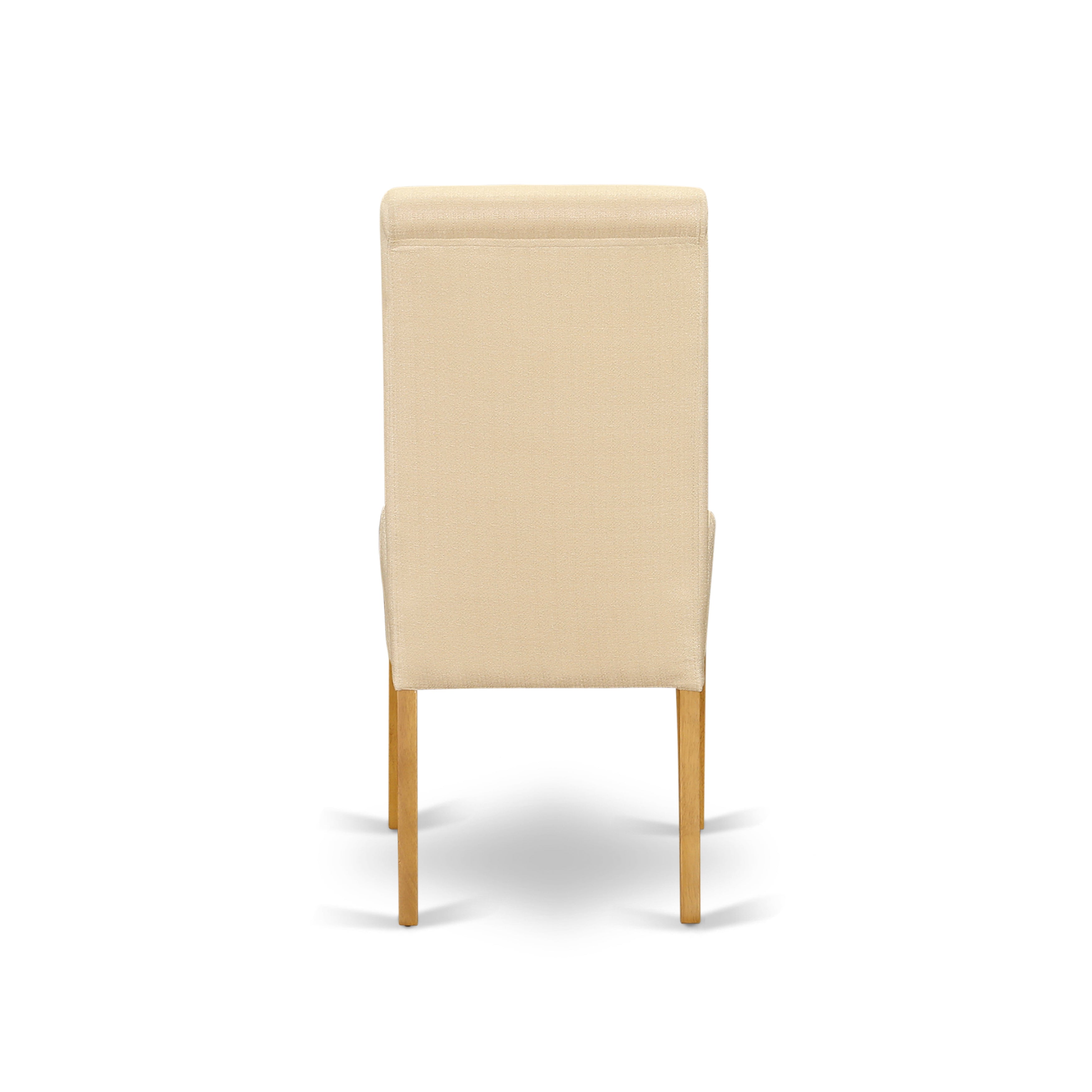 AVBA7-OAK-02 7Pc Oval table with linen beige fabric Parson chairs with oak chair legs