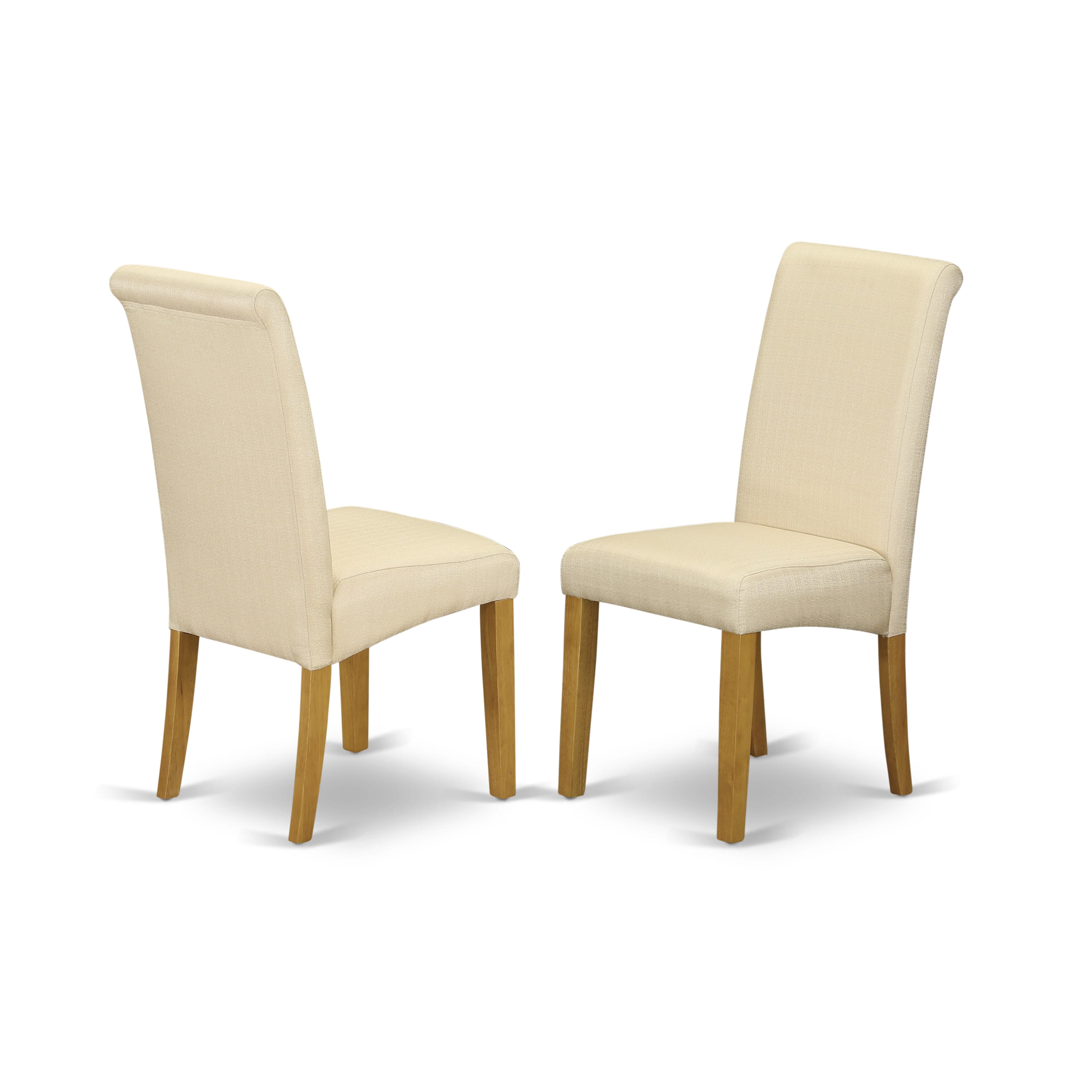 East West Furniture NDBA3-OAK-02 Dining Set 3 Pc - 2 Dining Room Chairs and a Breakfast Table - Oak Finish Wood - Light Baige Color Linen Fabric