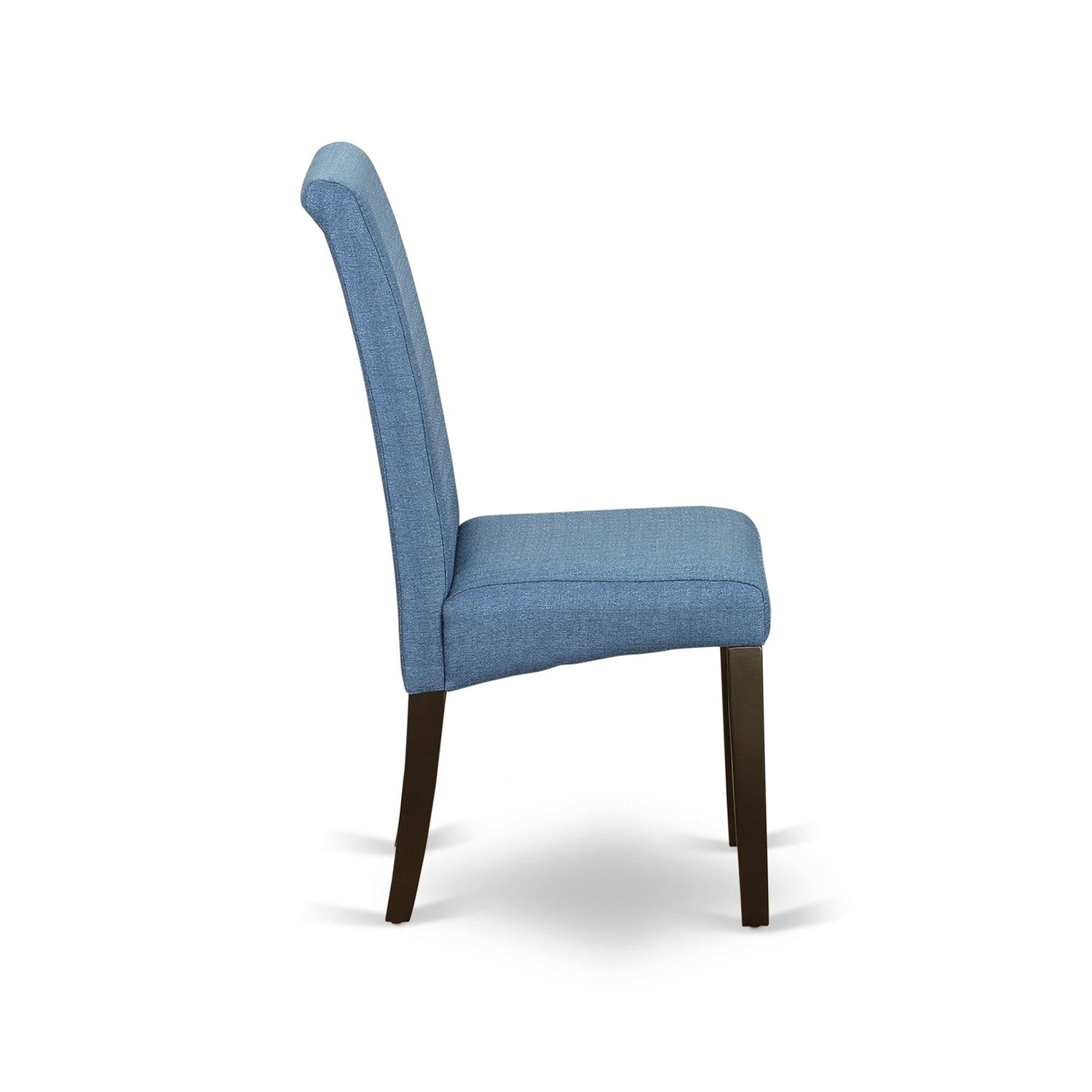 CABA7-CAP-21 7Pc Kitchen table with linen Blue fabric Parson chairs with cappuccino chair legs
