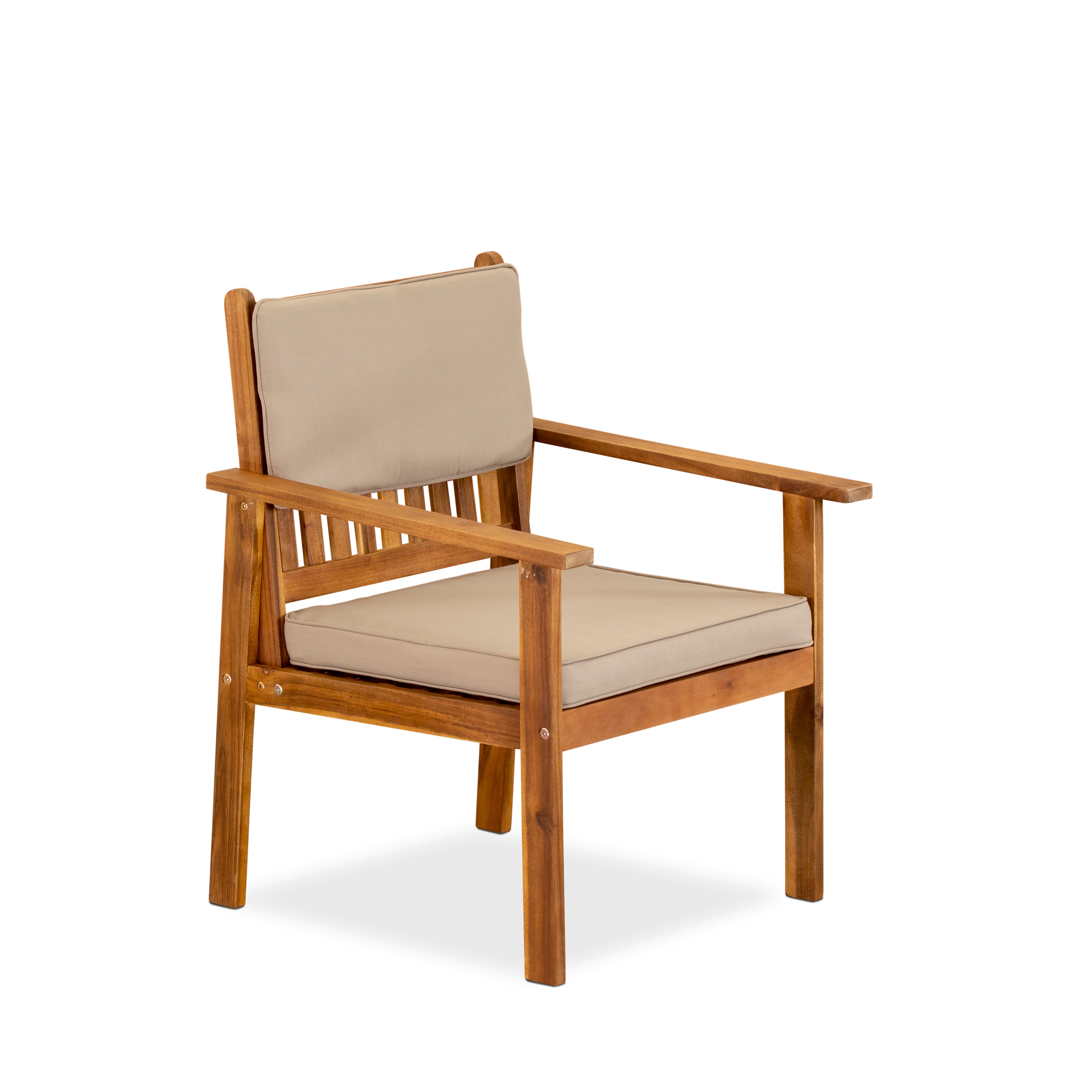 East West Furniture BBI3CNA 3-Piece Bristol Coffee Table Set Includes a Coffee Table and 2 Polyester Fabric Outdoor Patio Chairs Made of Acacia wood in Natural Oil finish