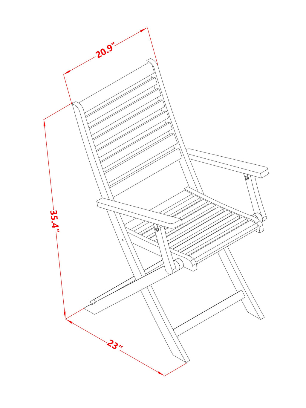 East West Furniture BBSCANA Beasley Folding Patio Dining Chairs With Arm Rest - Acacia Wood
