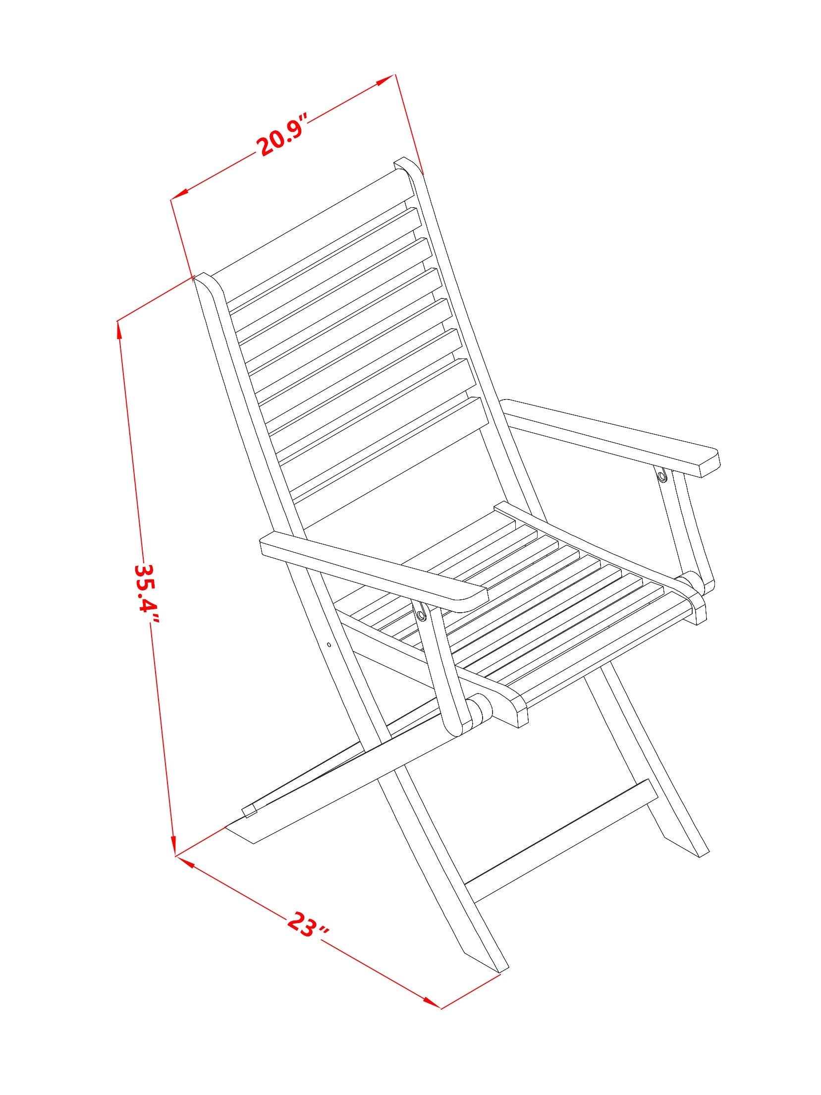 Juego de comedor estilo bistró para patio East West Furniture DEBS72CANA de 7 piezas compuesto por una mesa rectangular de madera de acacia para exteriores, dos sillas plegables con cuatro sillas laterales.