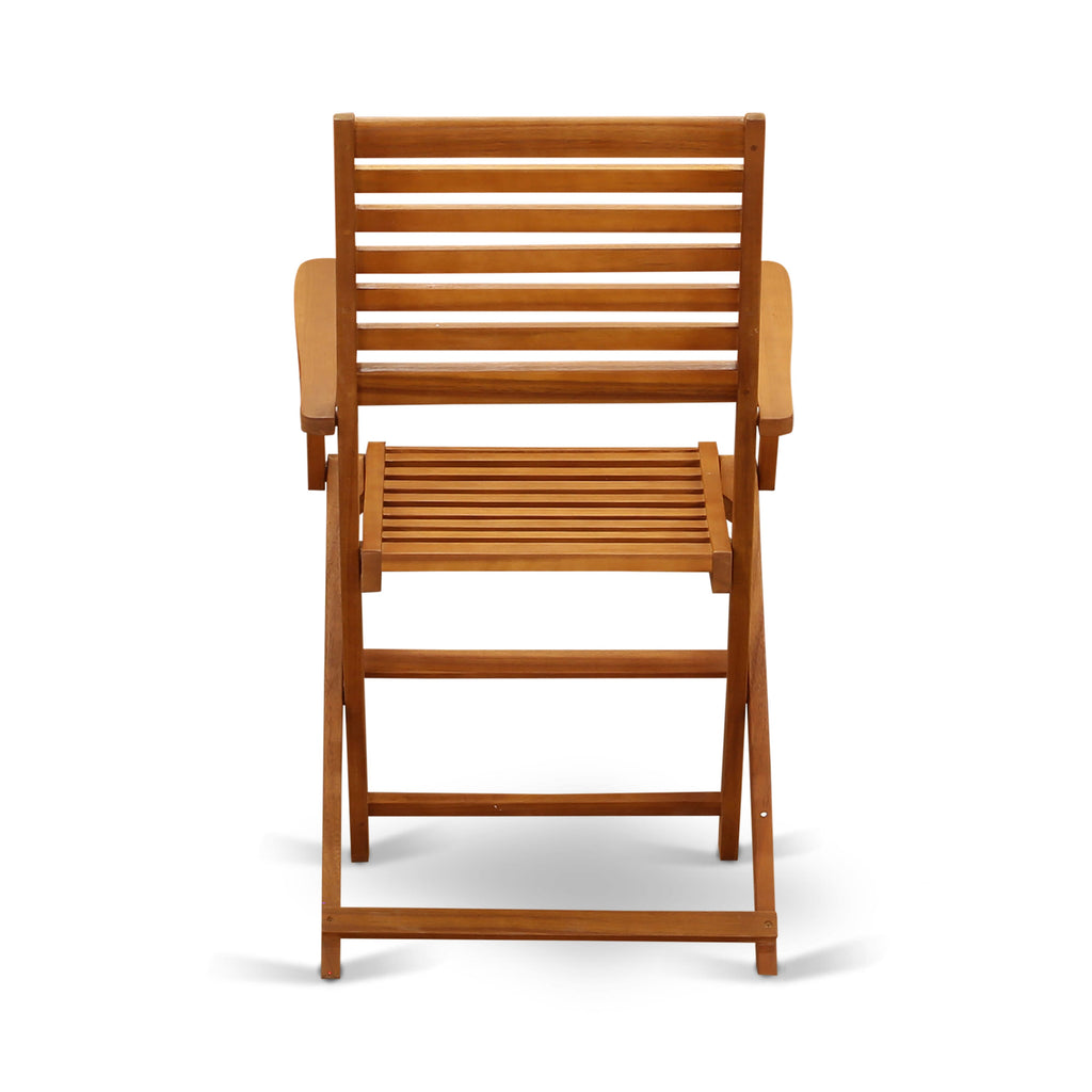 East West Furniture BBSCANA Beasley Folding Patio Dining Chairs With Arm Rest - Acacia Wood
