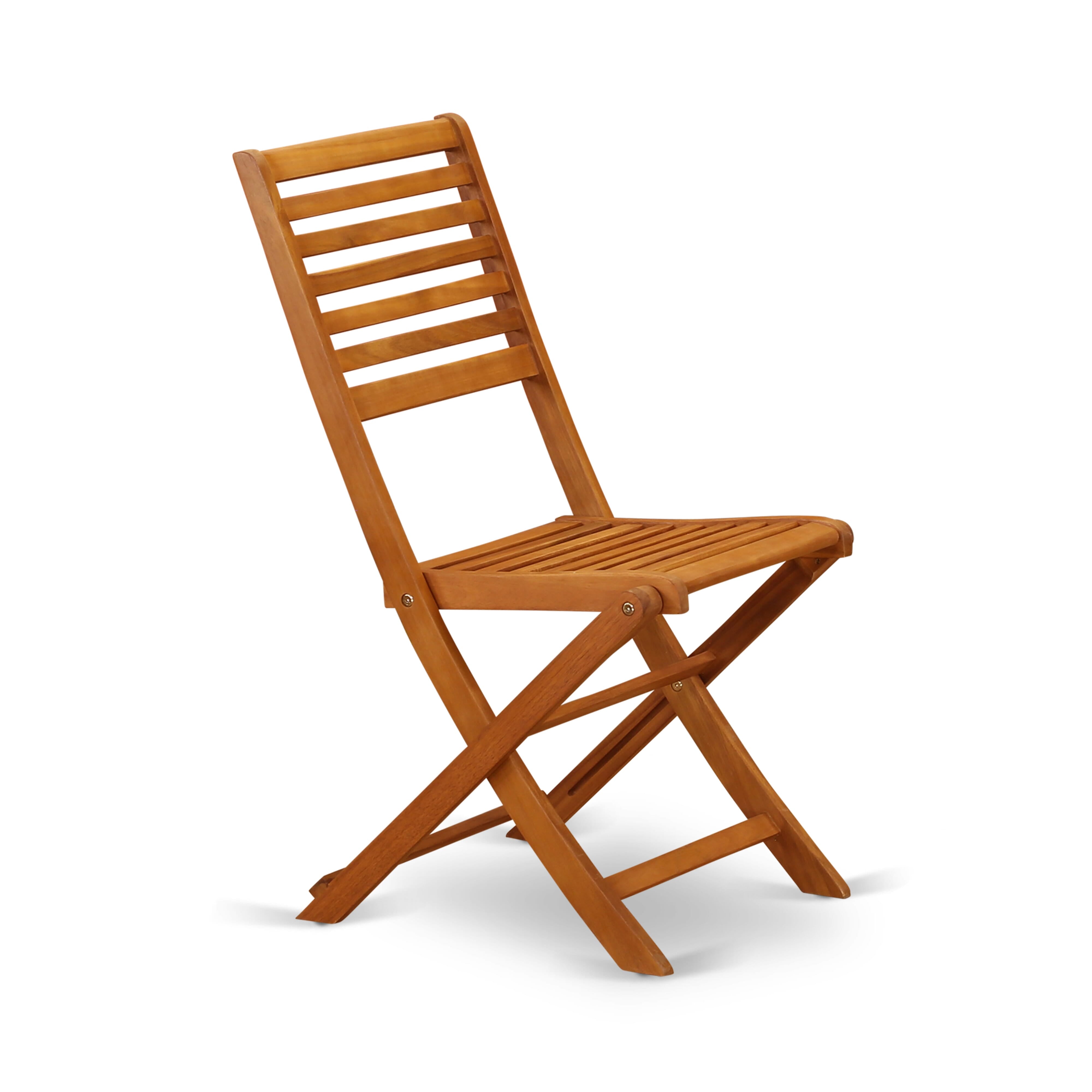 East West Furniture MNBS3CWNA 3-Piece Folding Patio Set Contains a Folding Patio Table and 2 Outdoor Bistro Chairs Suitable for Garden, Terrace, Bistro, and Porch - Natural Oil Finish
