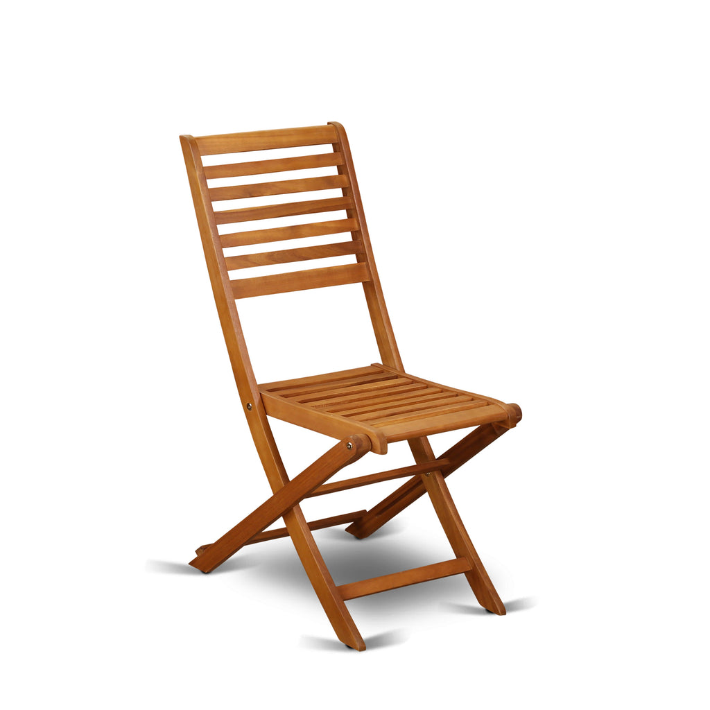 East West Furniture DEBS5CWNA 5 Piece Outdoor Patio Dining Sets Includes a Rectangle Acacia Wood Table and 4 Folding Side Chairs