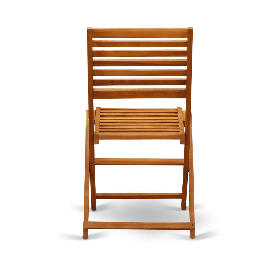 East West Furniture BSBS52CANA 5 Piece Patio Dining Set Includes an Oval Outdoor Acacia Wood Table and 2 Folding Arm Chairs with 2 Side Chairs