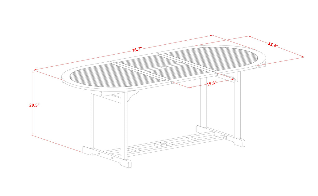 East West Furniture BSDK7CWNA 7 Piece Outdoor Patio Dining Sets Consist of an Oval Acacia Wood Table and 6 Folding Side Chairs