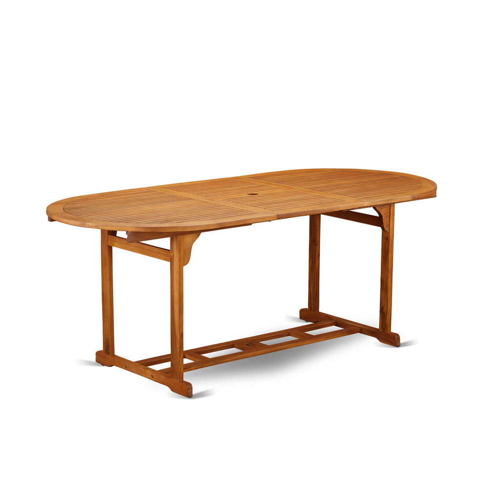 East West Furniture BSFM7CWNA 7 Piece Outdoor Patio Dining Sets Includes an Oval Acacia Wood Table and 6 Folding Side Chairs