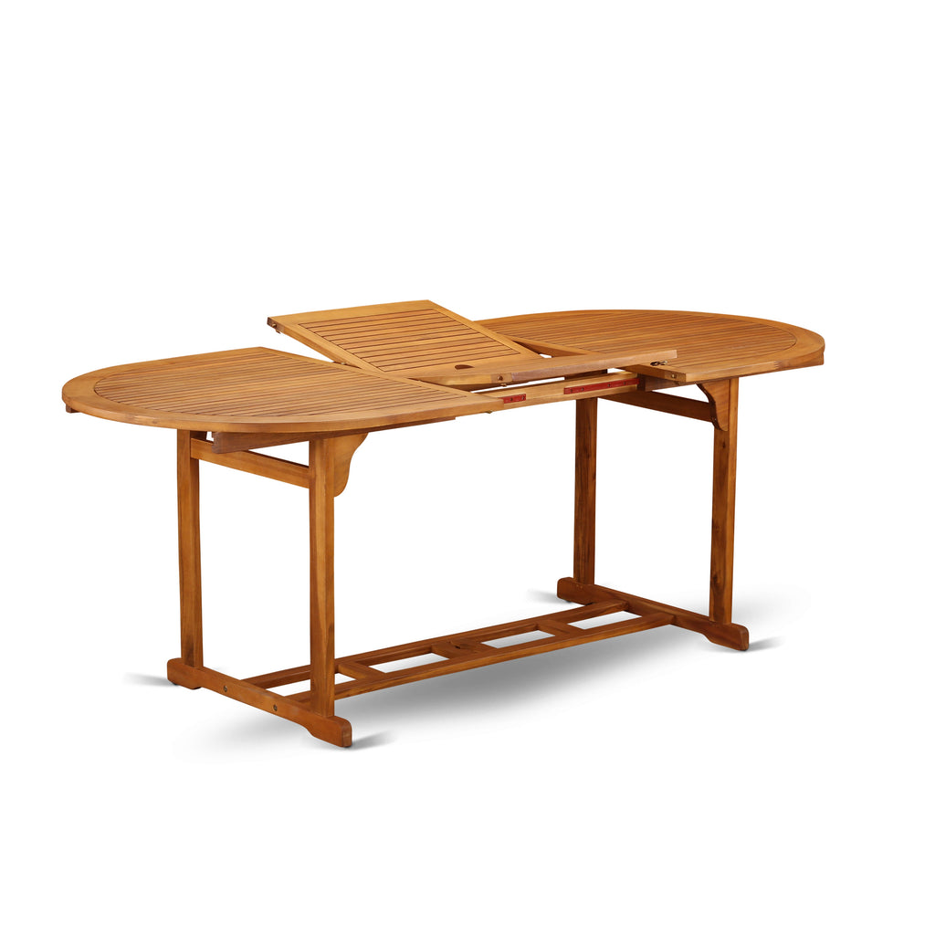 East West Furniture BSCN5NC5N 5 Piece Patio Garden Table Set Includes an Oval Outdoor Acacia Wood Dining Table and 4 Folding Adjustable Arm Chairs