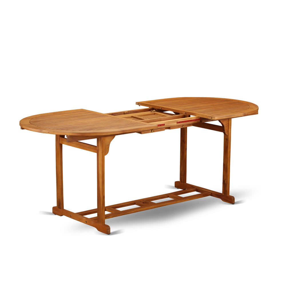 East West Furniture BSCN5NC5N 5 Piece Patio Garden Table Set Includes an Oval Outdoor Acacia Wood Dining Table and 4 Folding Adjustable Arm Chairs