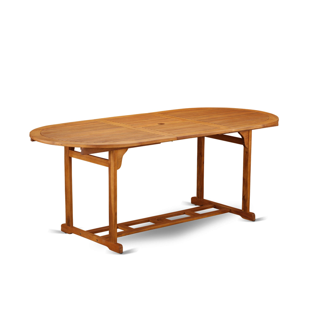 East West Furniture BSBS5CANA 5 Piece Patio Bistro Dining Furniture Set Includes an Oval Outdoor Acacia Wood Table and 4 Folding Arm Chairs