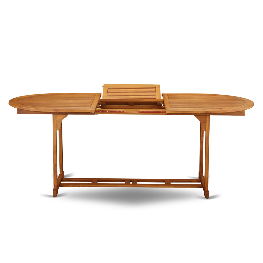 East West Furniture BSCN5NC5N 5 Piece Patio Garden Table Set Includes an Oval Outdoor Acacia Wood Dining Table and 4 Folding Adjustable Arm Chairs