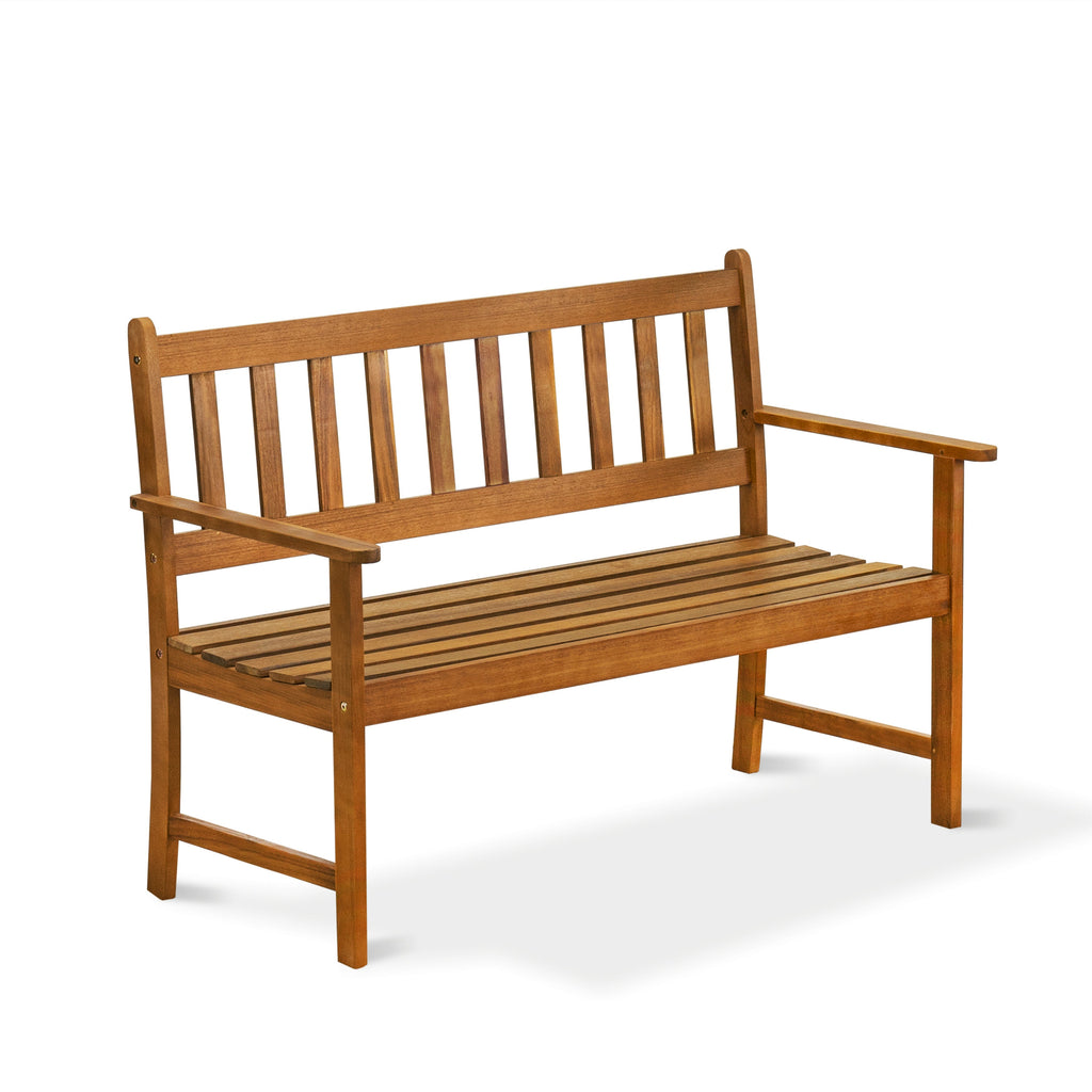 East West Furniture BBTB0NA Belmont Wooden Patio Bench with Backrest - Acacia Wood, 48x22x33 Inch, Natural Oil