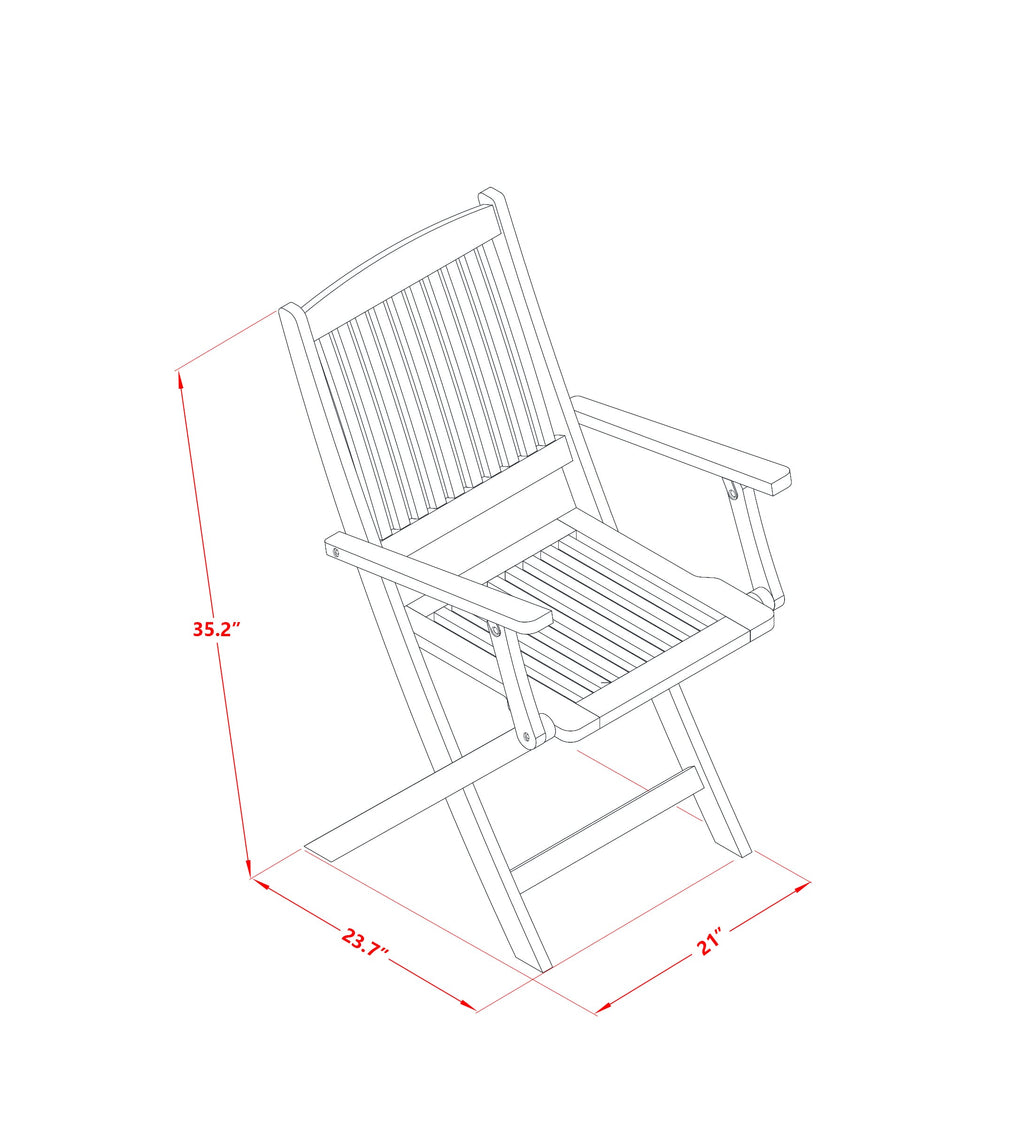 East West Furniture BCMCANA Beasley Patio Dining Folding Arm Chairs - Acacia Wood, Set of 2, Natural Oil