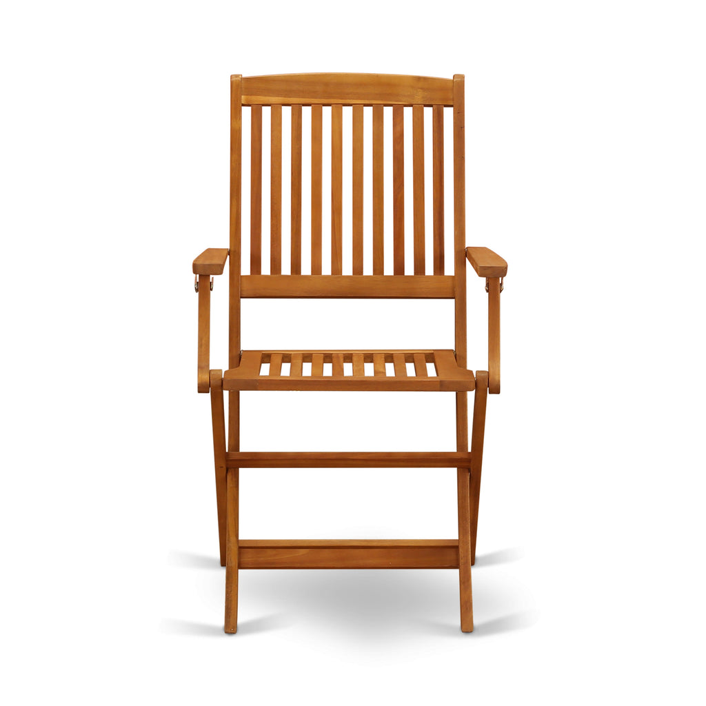 East West Furniture BSCM5CANA 5 Piece Patio Bistro Dining Furniture Set Includes an Oval Outdoor Acacia Wood Table and 4 Folding Arm Chairs