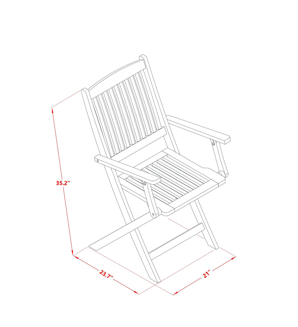 East West Furniture CMCM7CANA 7 Piece Patio Garden Table Set Consist of a Rectangle Outdoor Acacia Wood Dining Table and 6 Folding Arm Chairs