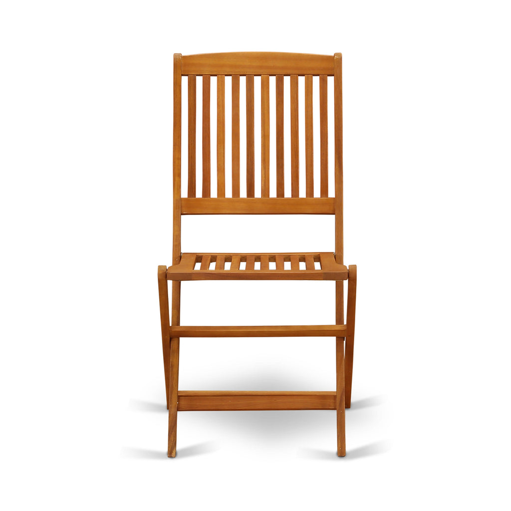 East West Furniture DICM7CWNA 7 Piece Patio Dining Set Consist of an Oval Outdoor Acacia Wood Table and 6 Folding Side Chairs
