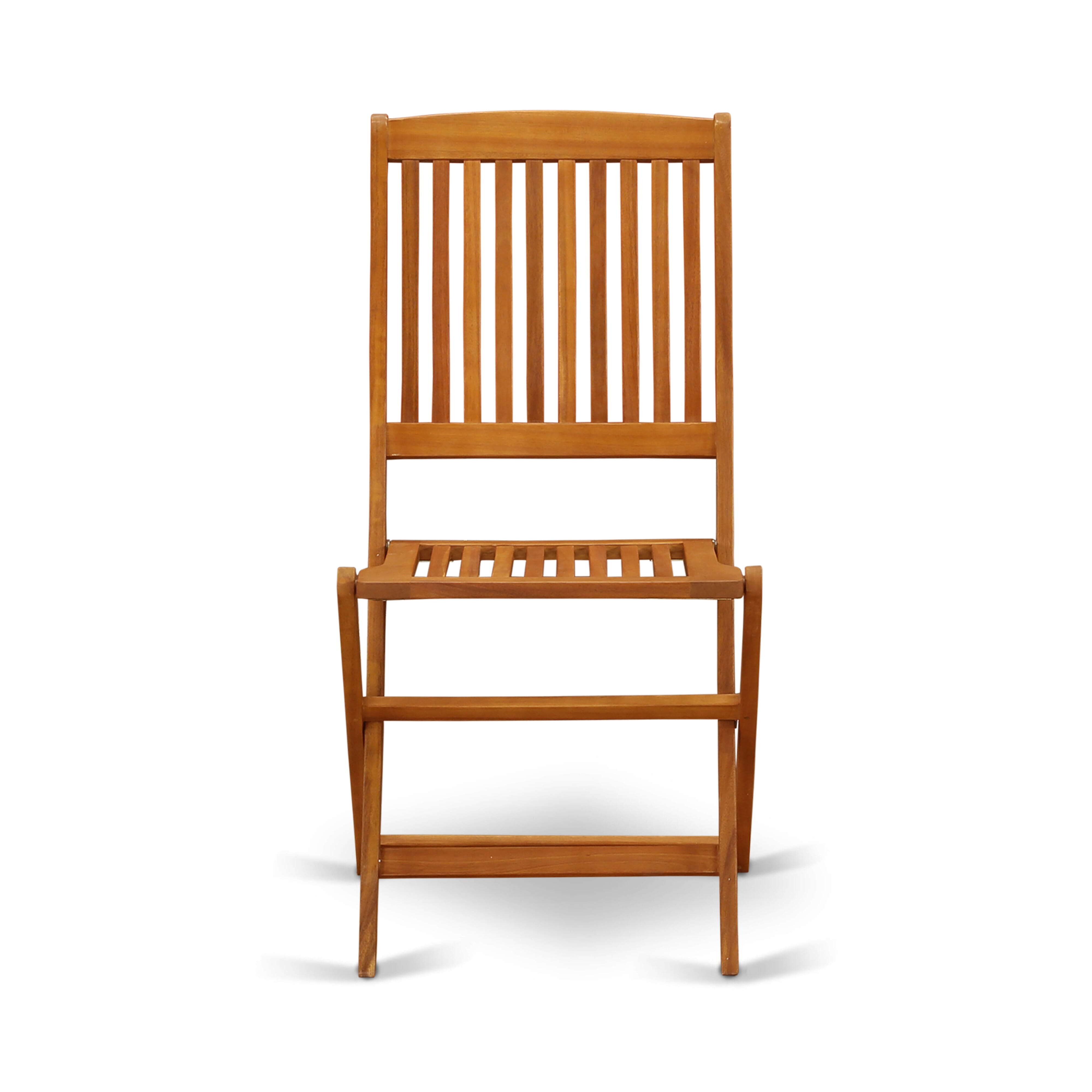 East West Furniture MNCM3CWNA 3-Pc Outdoor Patio Set Includes a Folding Dining Table and 2 Foldable Side Chairs Perfect for Garden, Terrace, Bistro, and Porch - Natural Oil Finish
