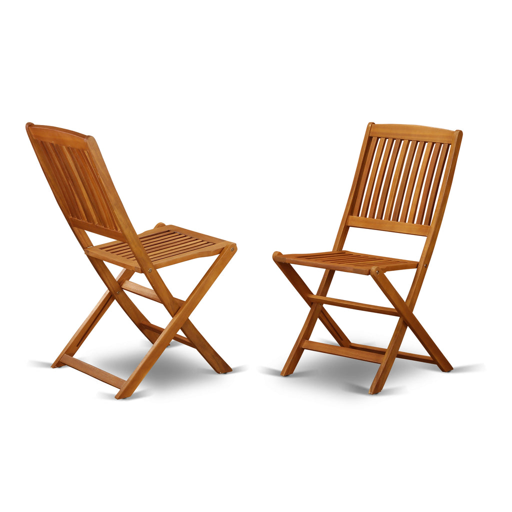 East West Furniture DECM7CWNA 7 Piece Patio Garden Table Set Consist of a Rectangle Outdoor Acacia Wood Dining Table and 6 Folding Side Chairs