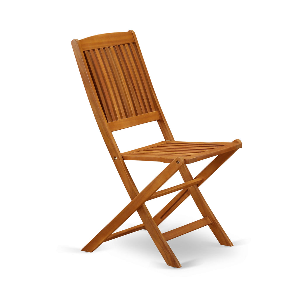 East West Furniture DICM7CWNA 7 Piece Patio Dining Set Consist of an Oval Outdoor Acacia Wood Table and 6 Folding Side Chairs