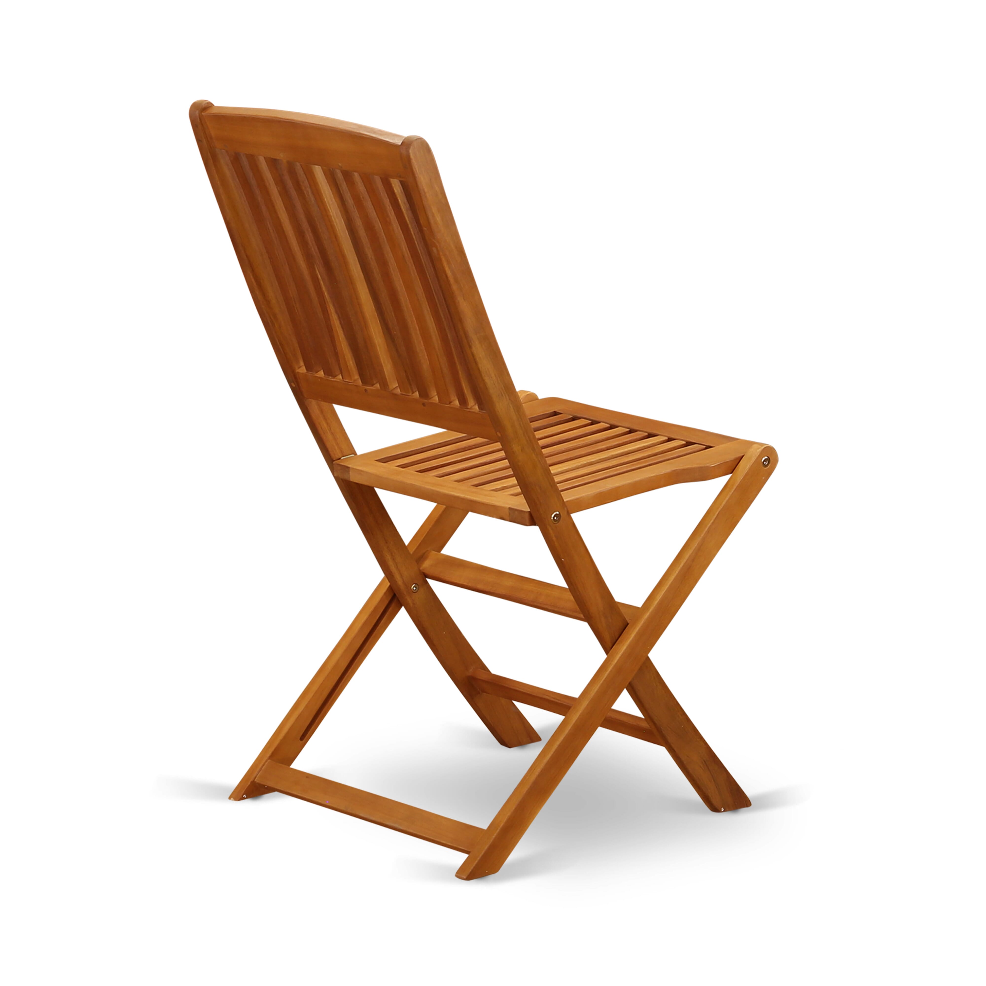 Conjunto de comedor para patio al aire libre de 5 piezas East West Furniture BSCM5CWNA Incluye una mesa ovalada de madera de acacia y 4 sillas laterales plegables