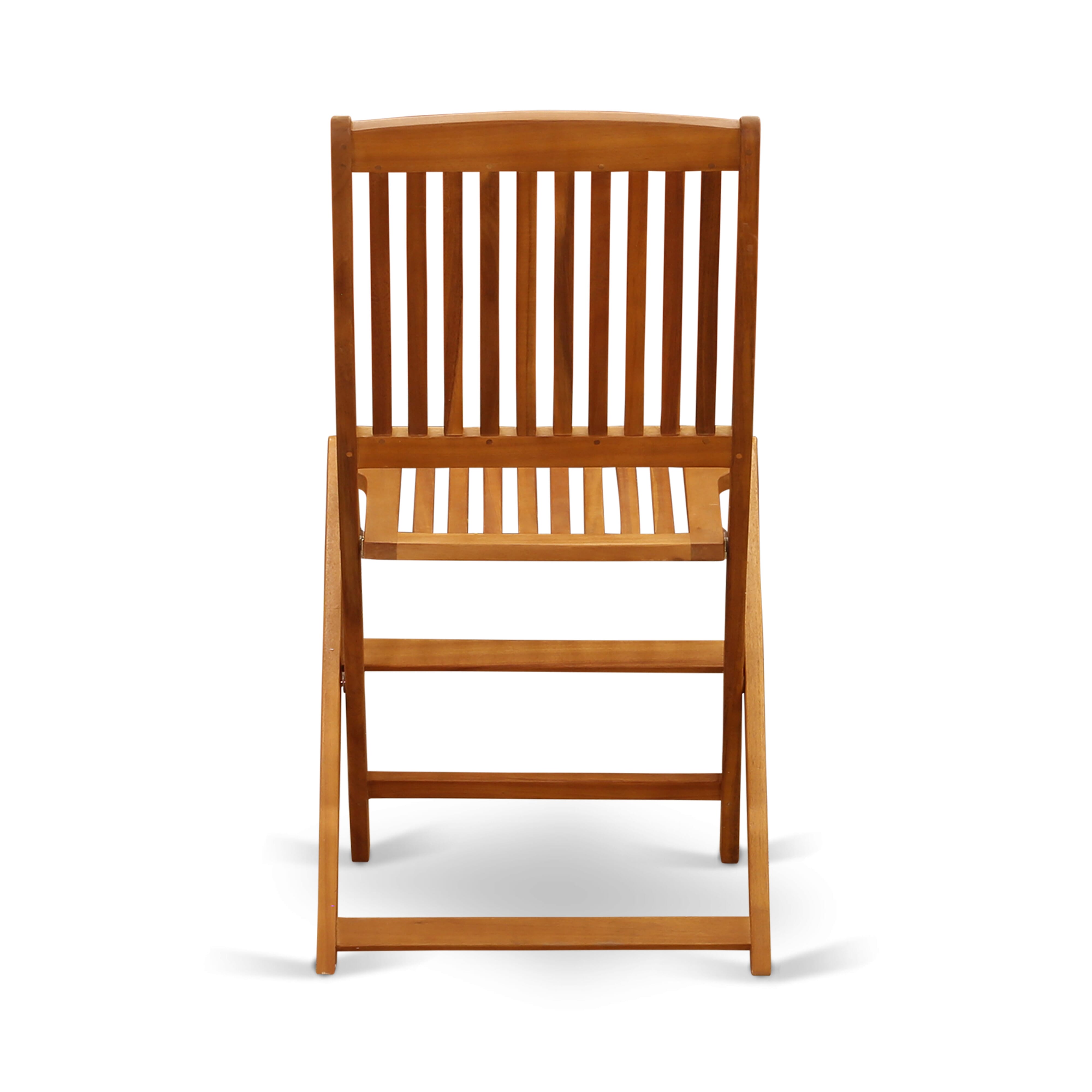 East West Furniture DECM72CANA 7-Pc Small Patio Set- 6 Coffee Chairs with Slatted Back and Outdoor Patio Dining Table and Rectangular Top with Wooden 4 legs - Natural Oil Finish