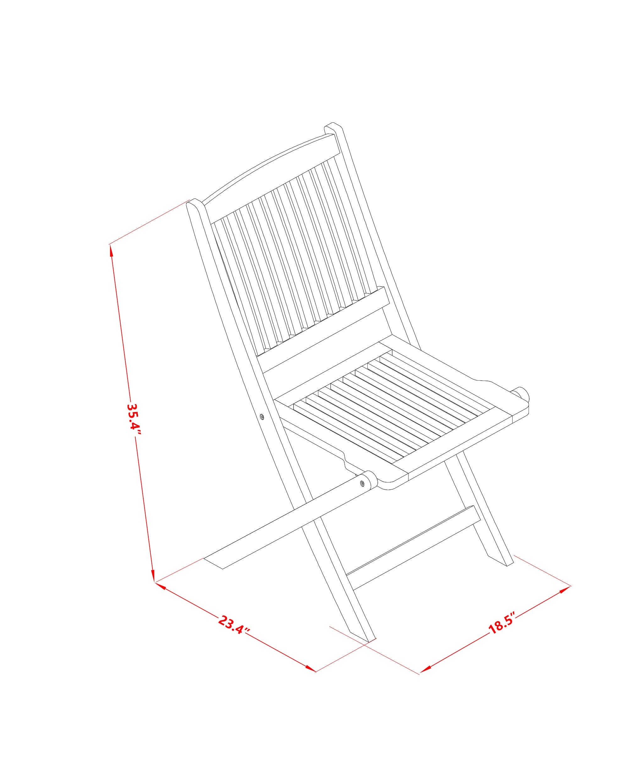 BCMCWNA Solid Acacia Wooden Patio folding side Chair -Set of two - Set of 2