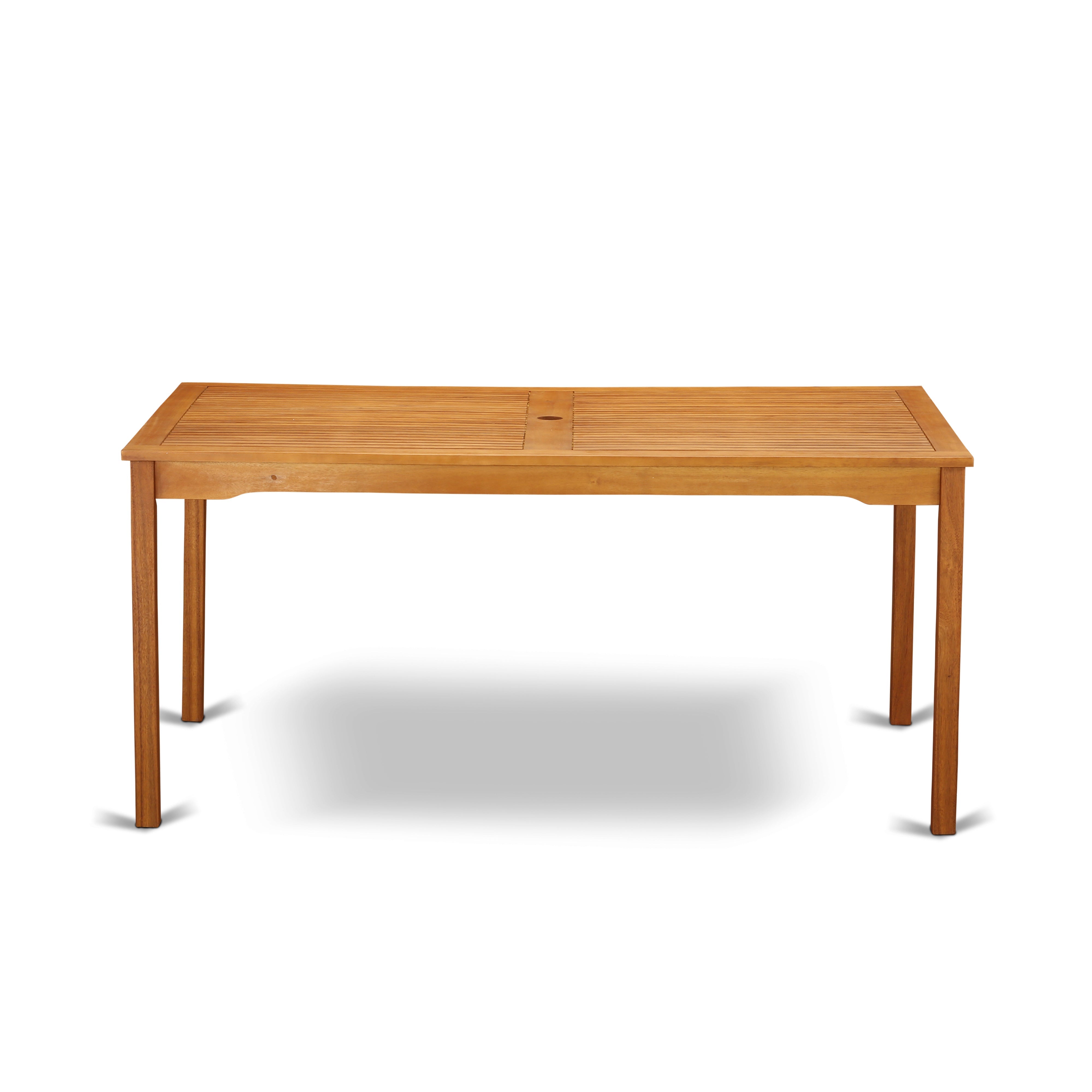 East West Furniture CMDK5CWNA Juego de comedor para patio al aire libre de 5 piezas Incluye una mesa rectangular de madera de acacia y 4 sillas laterales plegables