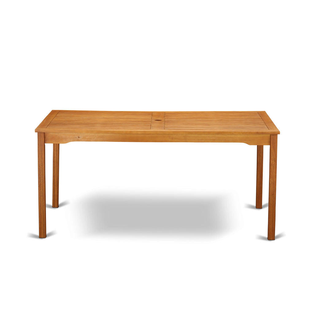 East West Furniture CMFM5CWNA 5 Piece Patio Garden Table Set Includes a Rectangle Outdoor Acacia Wood Dining Table and 4 Folding Side Chairs