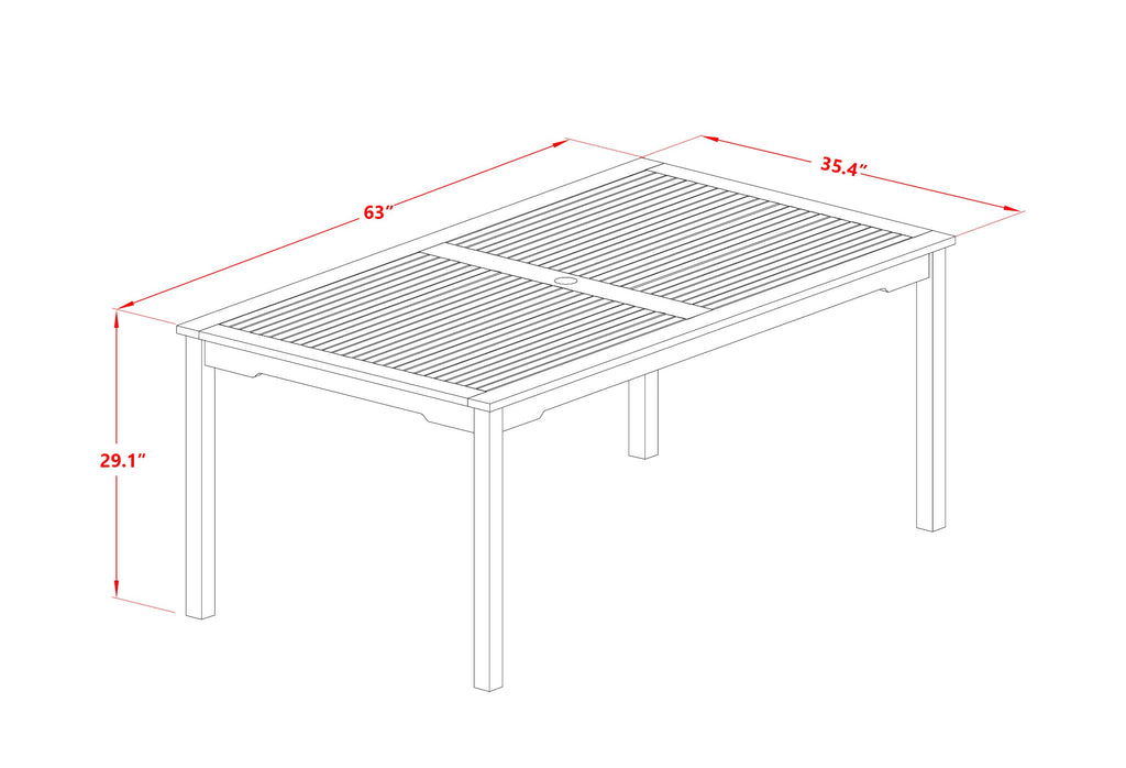 East West Furniture CMCN5NC5N 5 Piece Patio Garden Table Set Includes a Rectangle Outdoor Acacia Wood Dining Table and 4 Folding Adjustable Arm Chairs