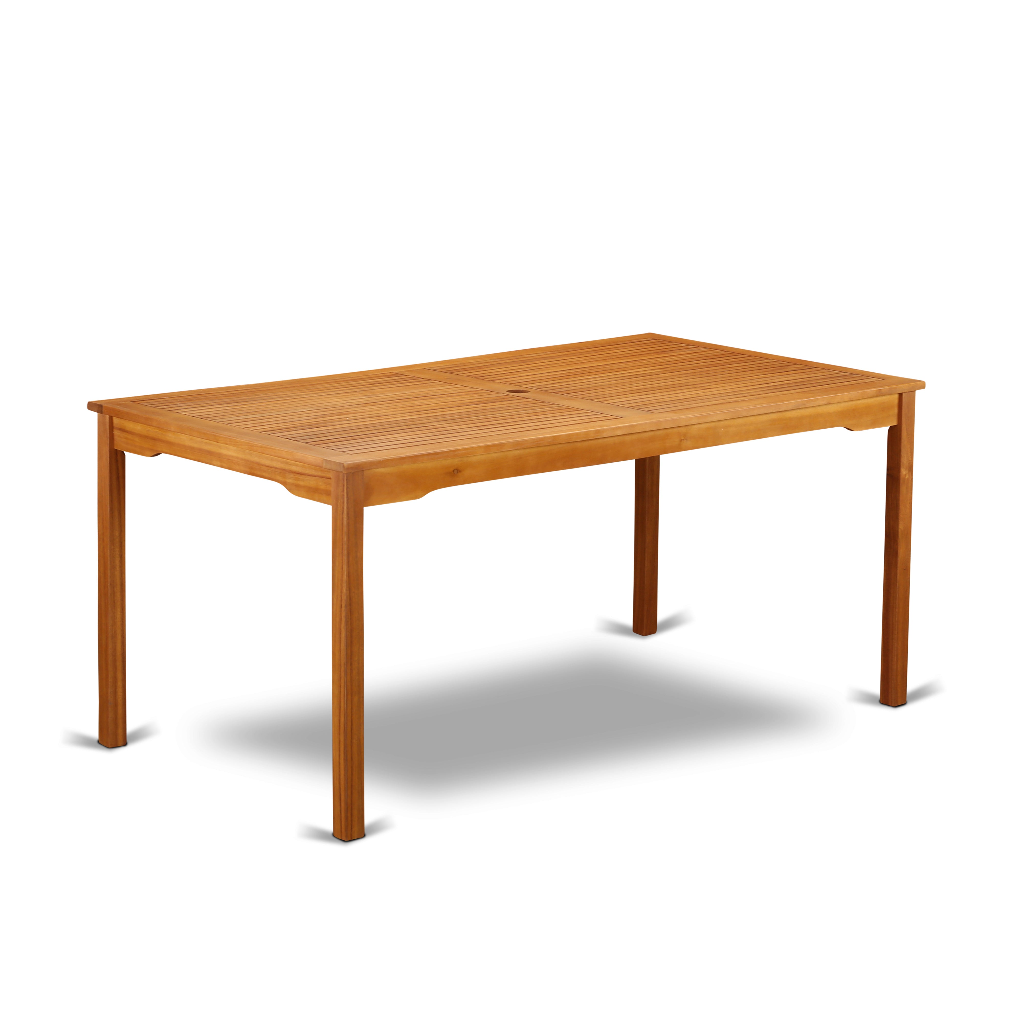 Juego de comedor para patio East West Furniture CMDK7CWNA de 7 piezas compuesto por una mesa rectangular de madera de acacia para exteriores y 6 sillas laterales plegables.
