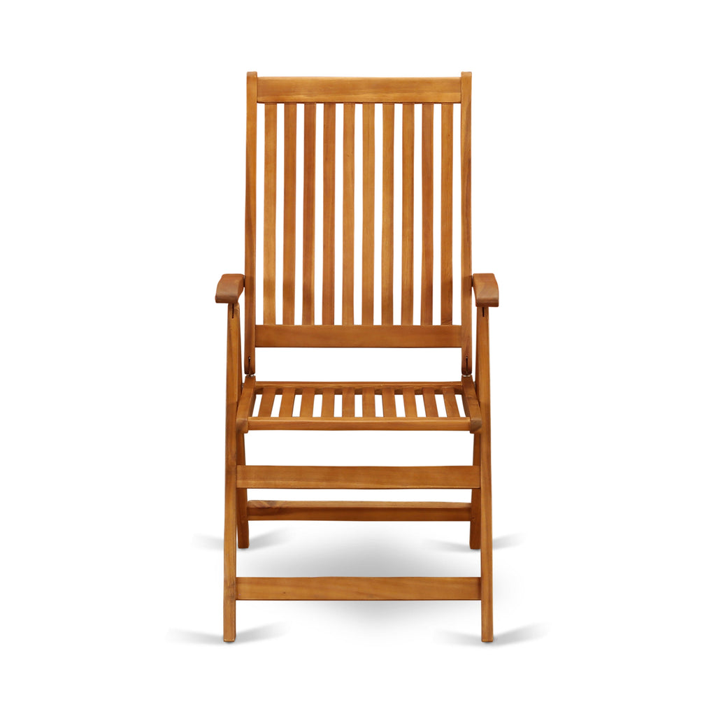 East West Furniture DECN7C5NA 7 Piece Patio Dining Set Consist of a Rectangle Outdoor Acacia Wood Table and 6 Folding Adjustable Arm Chairs