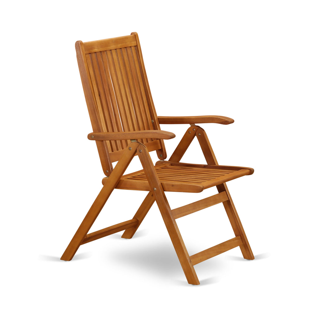 East West Furniture DECN7C5NA 7 Piece Patio Dining Set Consist of a Rectangle Outdoor Acacia Wood Table and 6 Folding Adjustable Arm Chairs