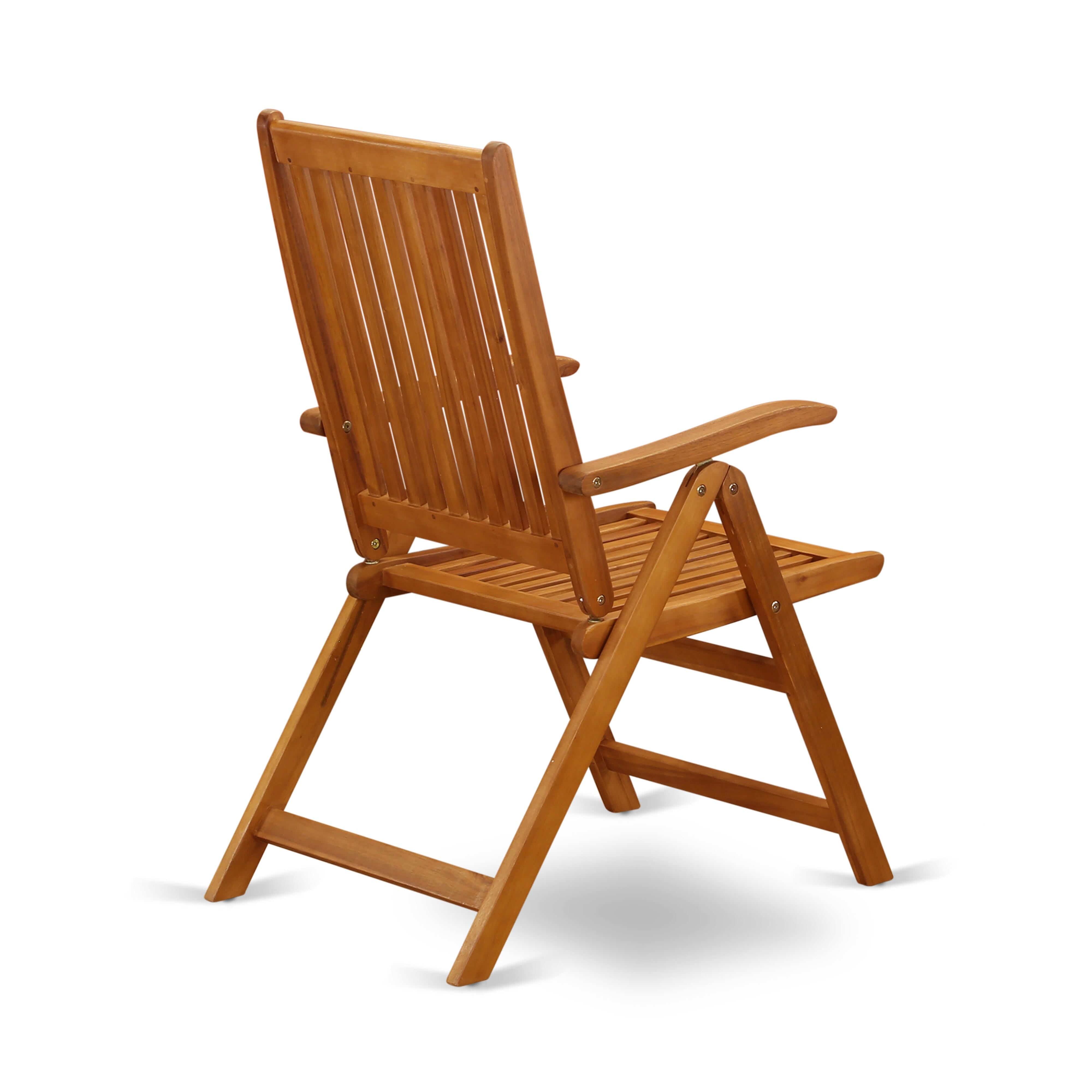 EAST WEST FURNITURE - AECN7C5NA - 7 Piece Modern Folding Table Set- Designed for The Beach, Camping, Picnics - Beautiful Wood Table with Multi-Positions 6 Outdoor Patio Chairs- Natural Oil Finish