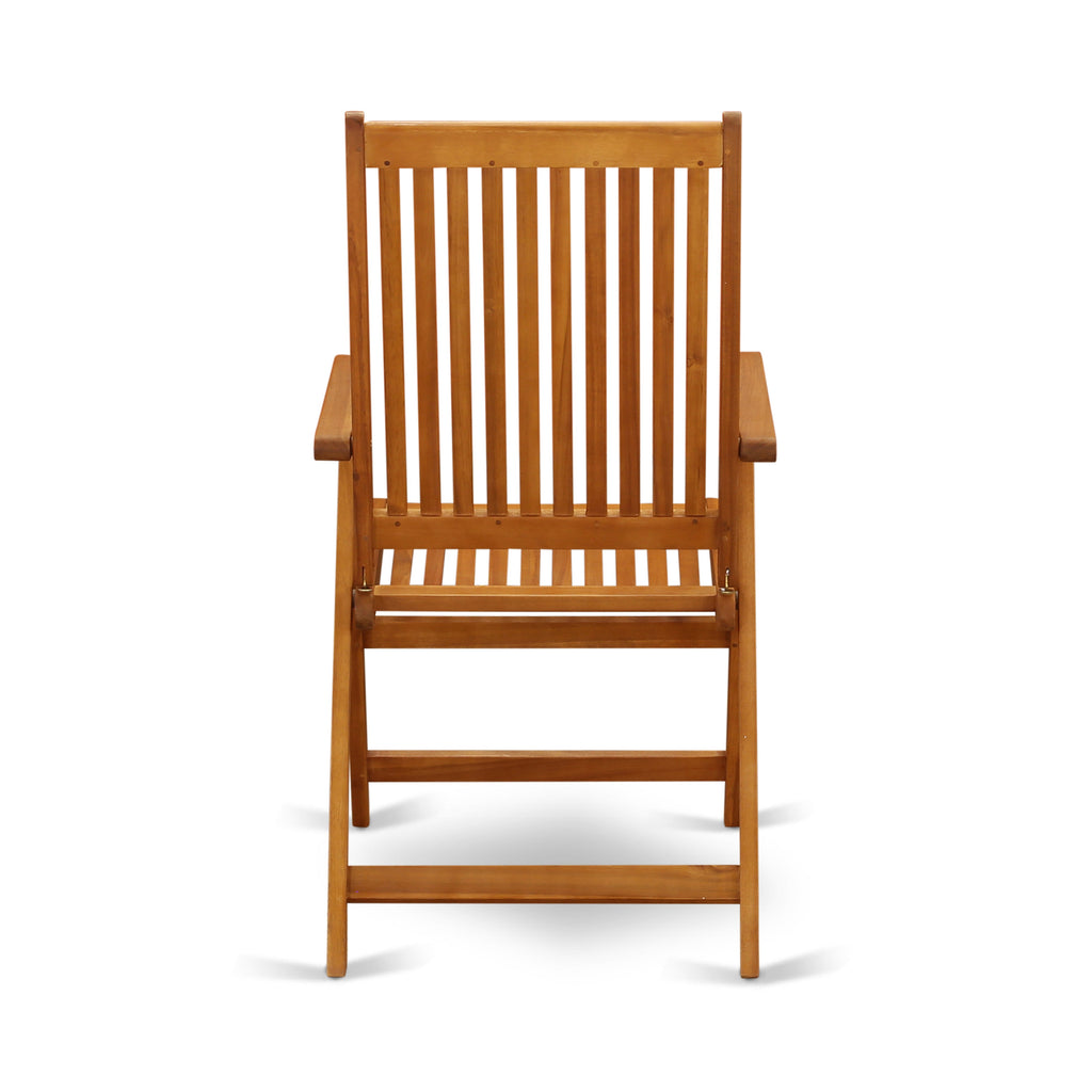 East West Furniture DECN7C5NA 7 Piece Patio Dining Set Consist of a Rectangle Outdoor Acacia Wood Table and 6 Folding Adjustable Arm Chairs