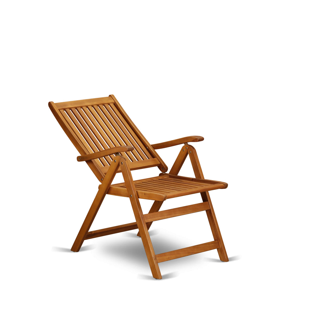 East West Furniture DECN7C5NA 7 Piece Patio Dining Set Consist of a Rectangle Outdoor Acacia Wood Table and 6 Folding Adjustable Arm Chairs