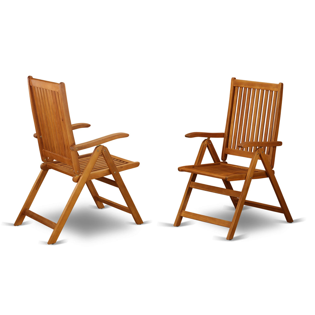 East West Furniture DECN7C5NA 7 Piece Patio Dining Set Consist of a Rectangle Outdoor Acacia Wood Table and 6 Folding Adjustable Arm Chairs