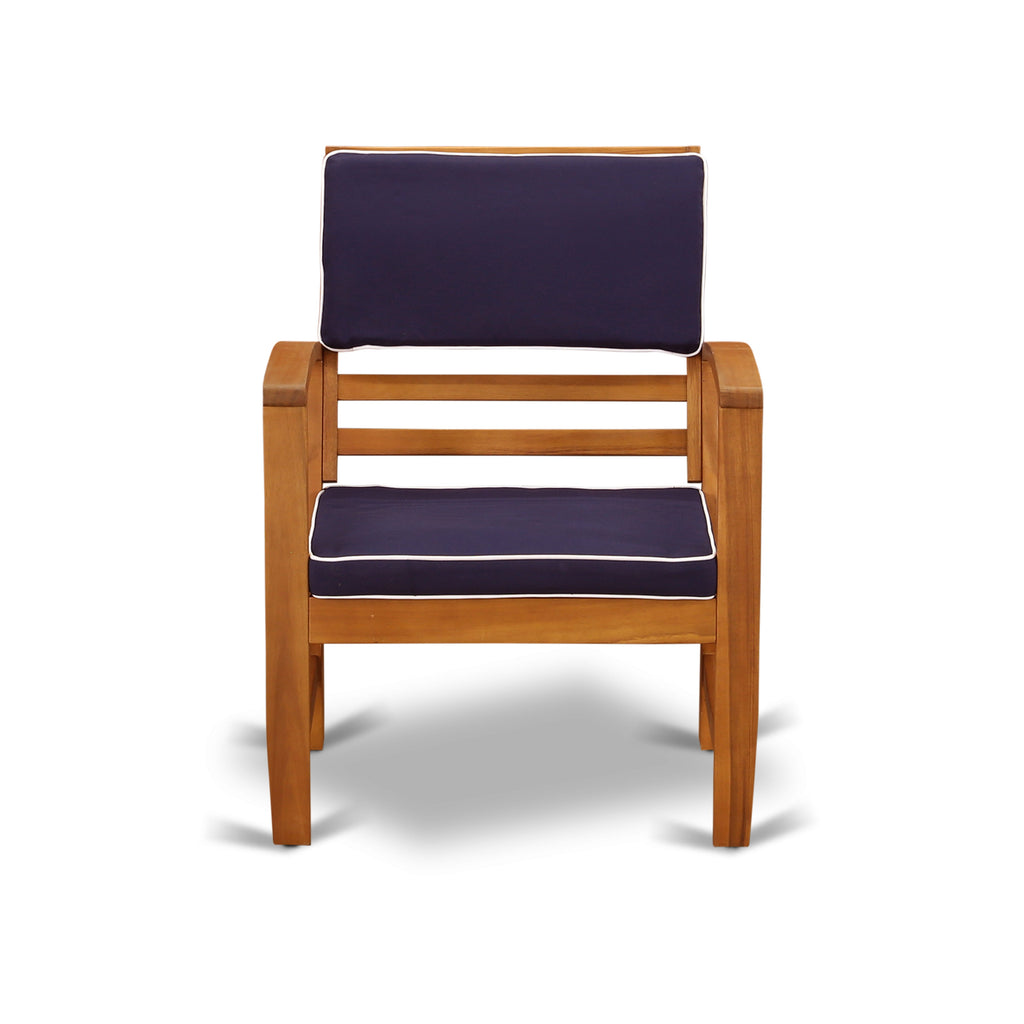 East West Furniture BCOSSNA 4 Piece Patio Bistro Sofa Set includes a Rectangle Outdoor Acacia Wood Bistro Table and All Weather Cushions