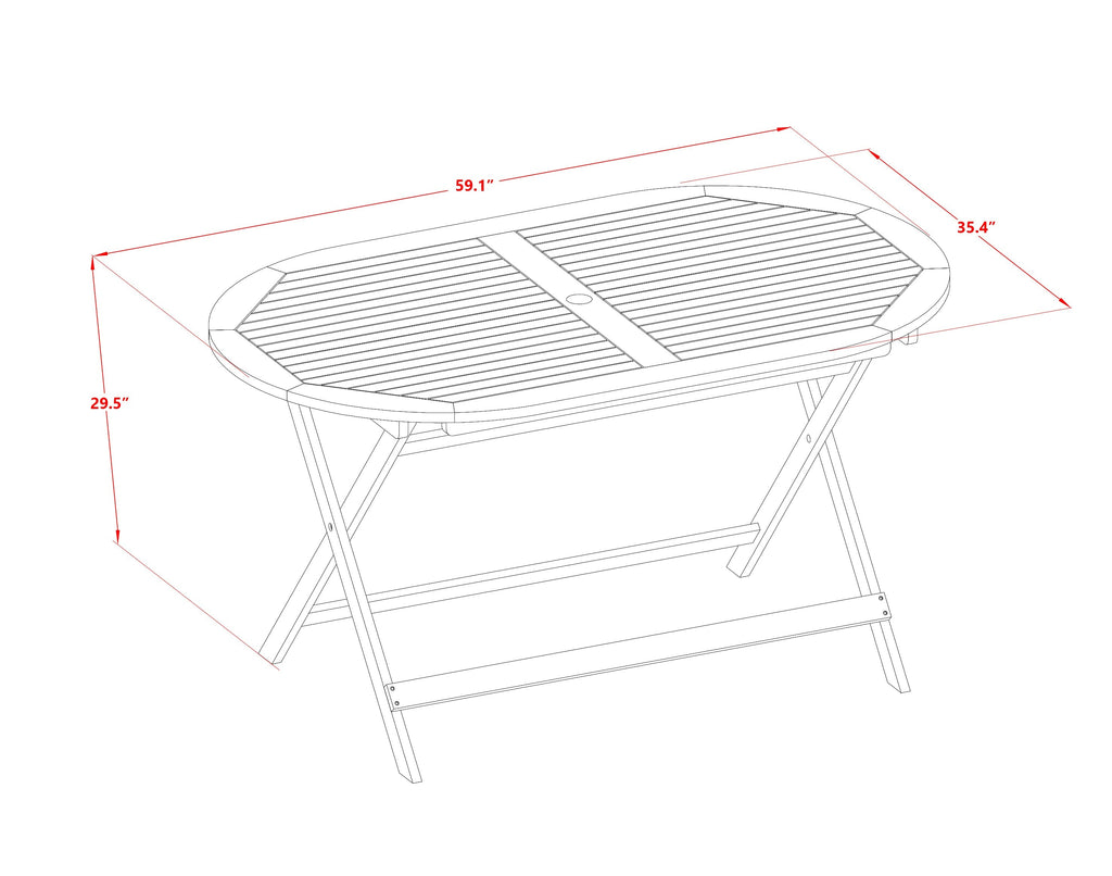 East West Furniture DIBS7CWNA 7 Piece Outdoor Patio Dining Sets Consist of an Oval Acacia Wood Table and 6 Folding Side Chairs