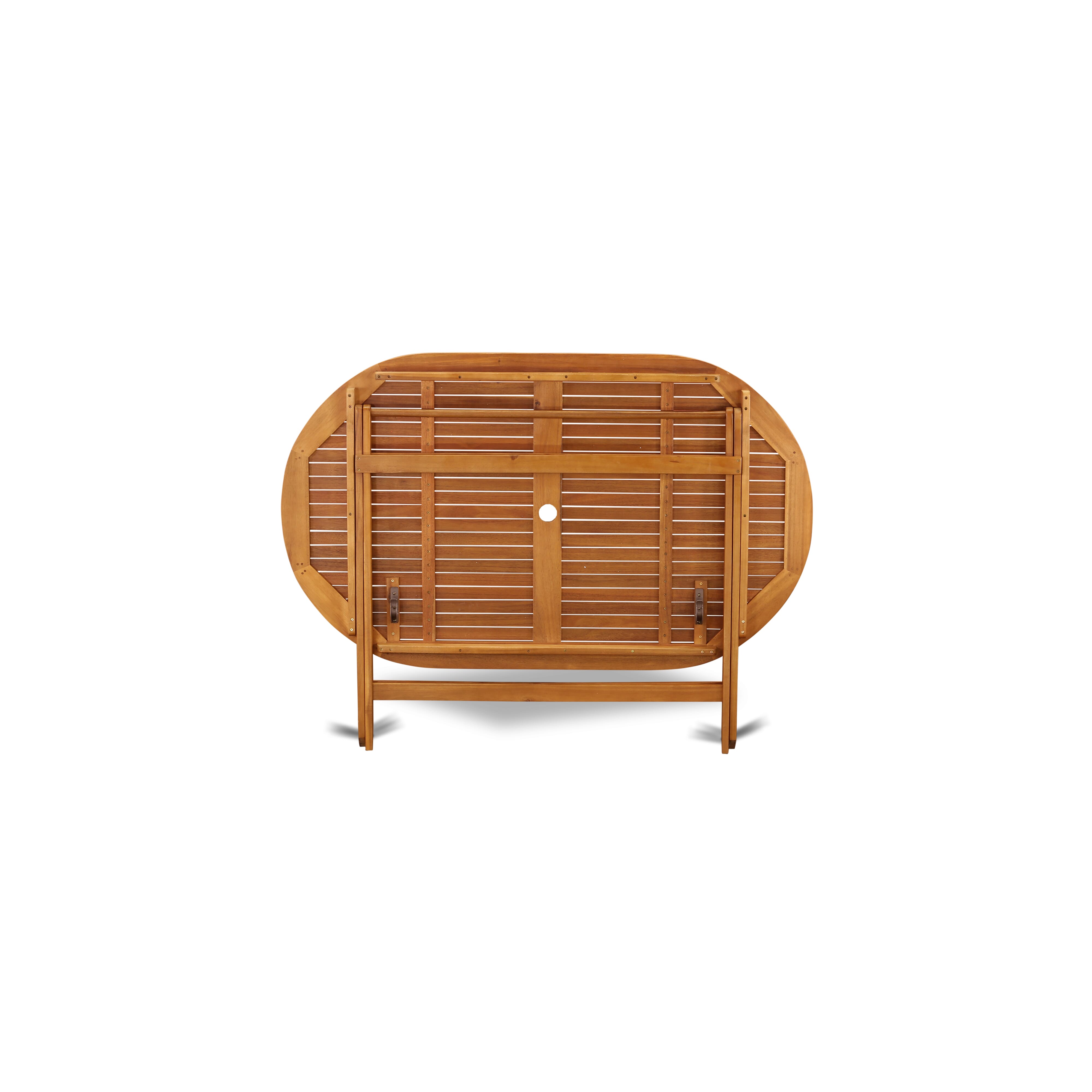 East West Furniture DIHD5CANA 5 Piece Outdoor Patio Dining Sets Consist of an Oval Acacia wood Table and 4 Folding Arm Chairs, 36x60 Inch, Natural Oil