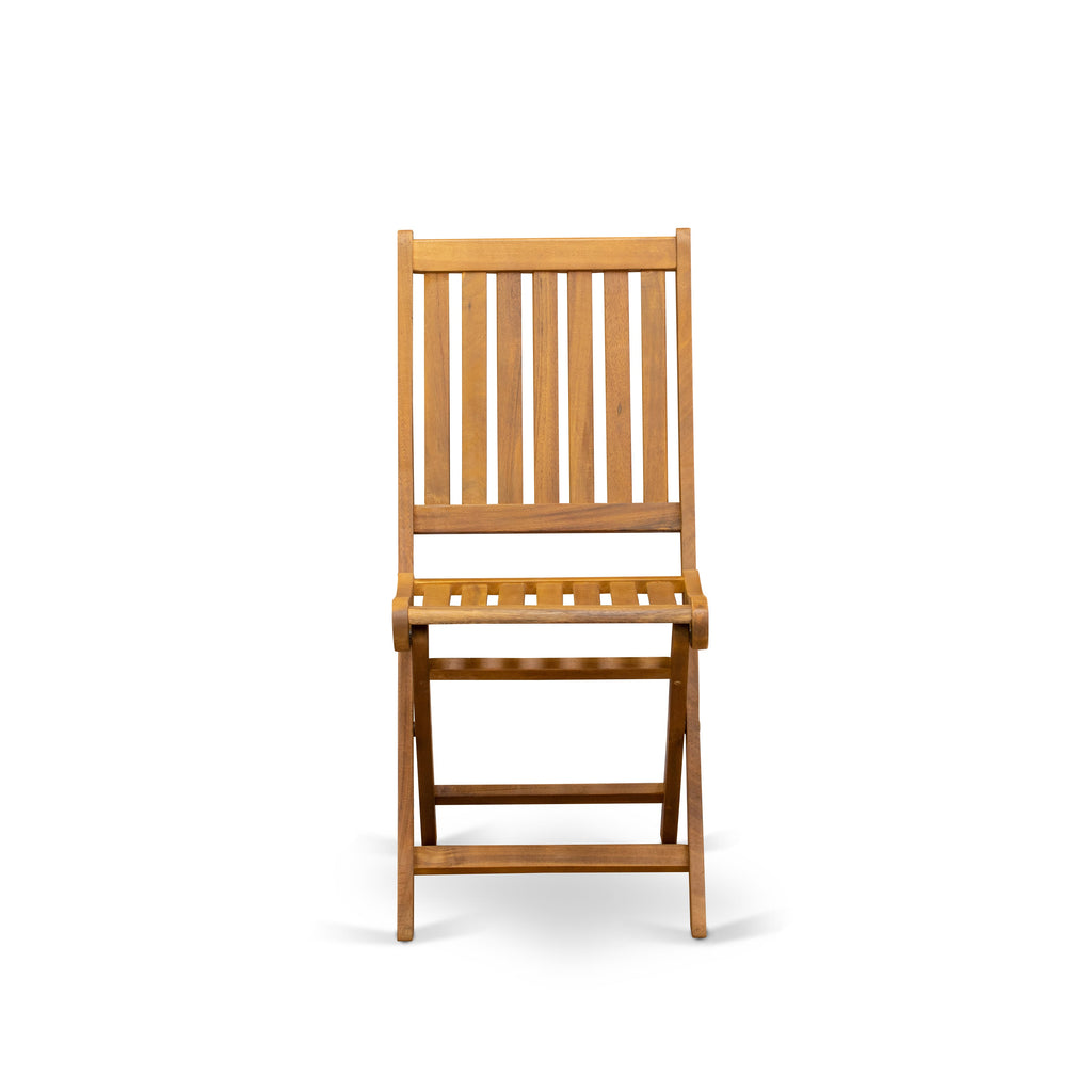 East West Furniture BSDK5CWNA 5 Piece Patio Dining Set Includes an Oval Outdoor Acacia Wood Table and 4 Folding Side Chairs