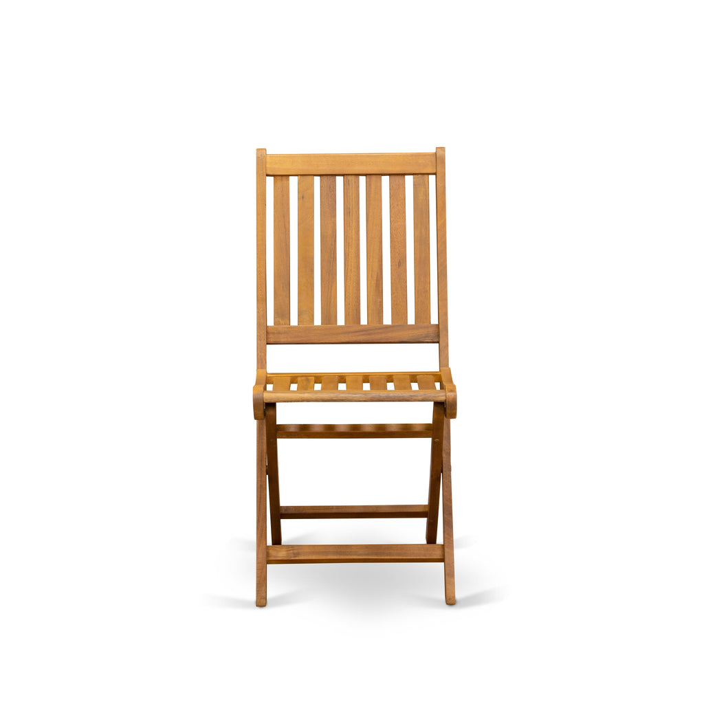 East West Furniture CMDK5CWNA 5 Piece Outdoor Patio Dining Sets Includes a Rectangle Acacia Wood Table and 4 Folding Side Chairs