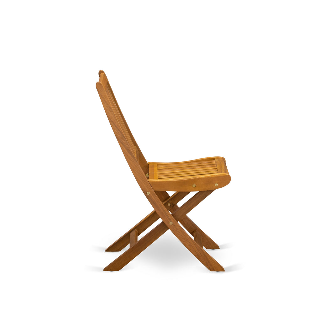 East West Furniture DEDK7CWNA 7 Piece Outdoor Patio Dining Sets Consist of a Rectangle Acacia Wood Table and 6 Folding Side Chairs