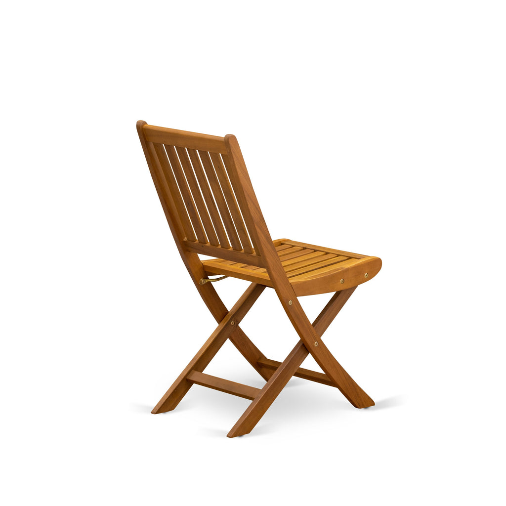 East West Furniture DIDK5CWNA 5 Piece Patio Garden Table Set Includes an Oval Outdoor Acacia Wood Dining Table and 4 Folding Side Chairs