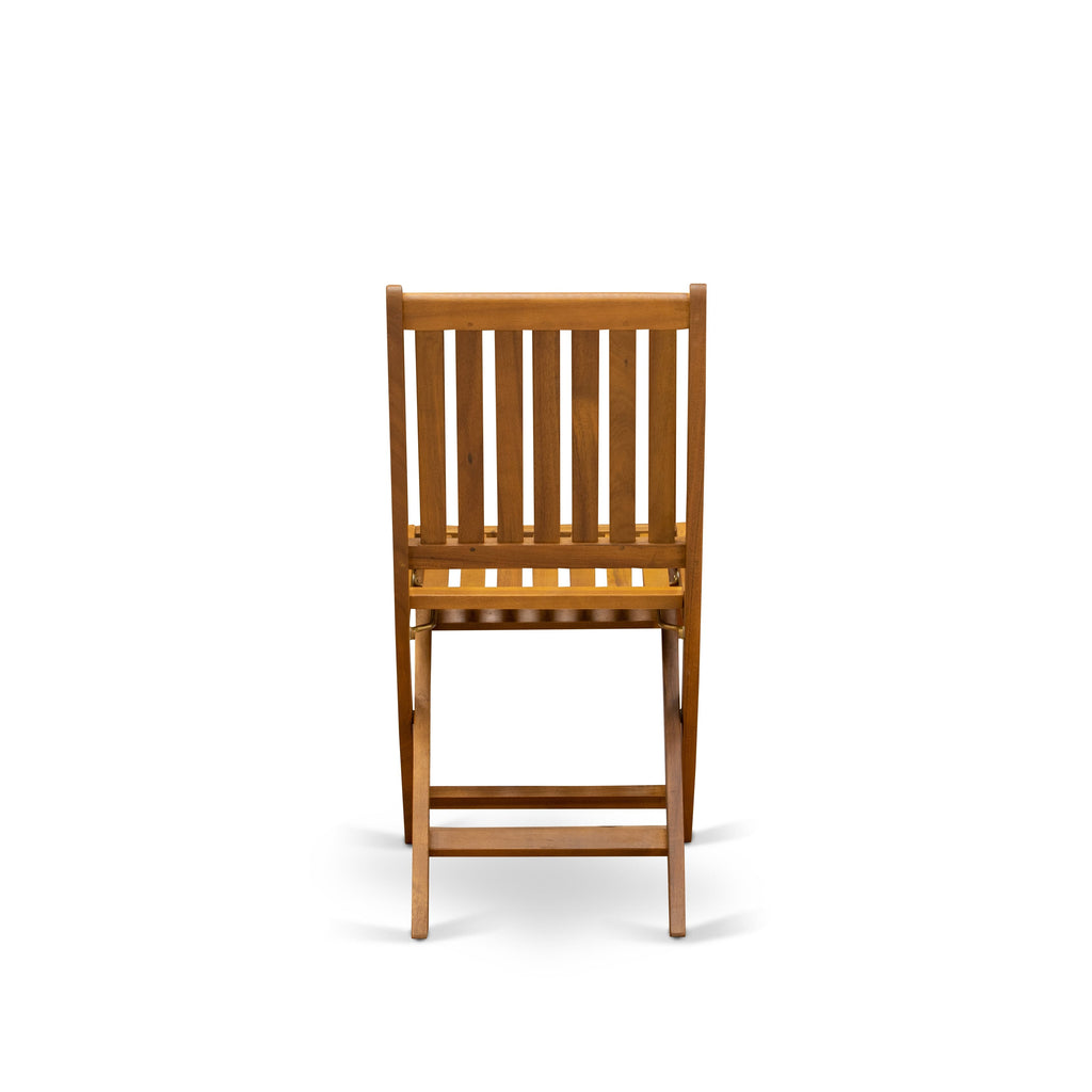 East West Furniture CMDK5CWNA 5 Piece Outdoor Patio Dining Sets Includes a Rectangle Acacia Wood Table and 4 Folding Side Chairs