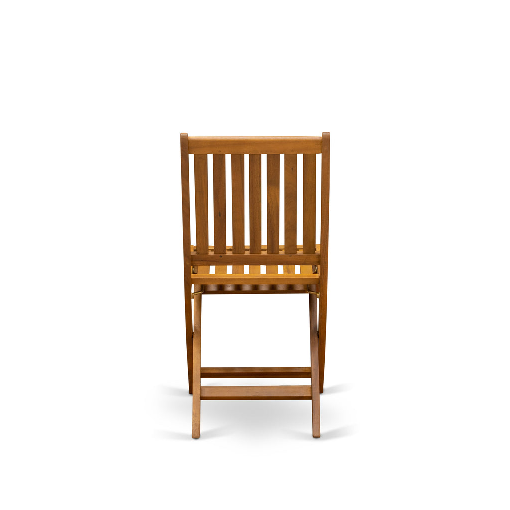 East West Furniture BSDK7CWNA 7 Piece Outdoor Patio Dining Sets Consist of an Oval Acacia Wood Table and 6 Folding Side Chairs