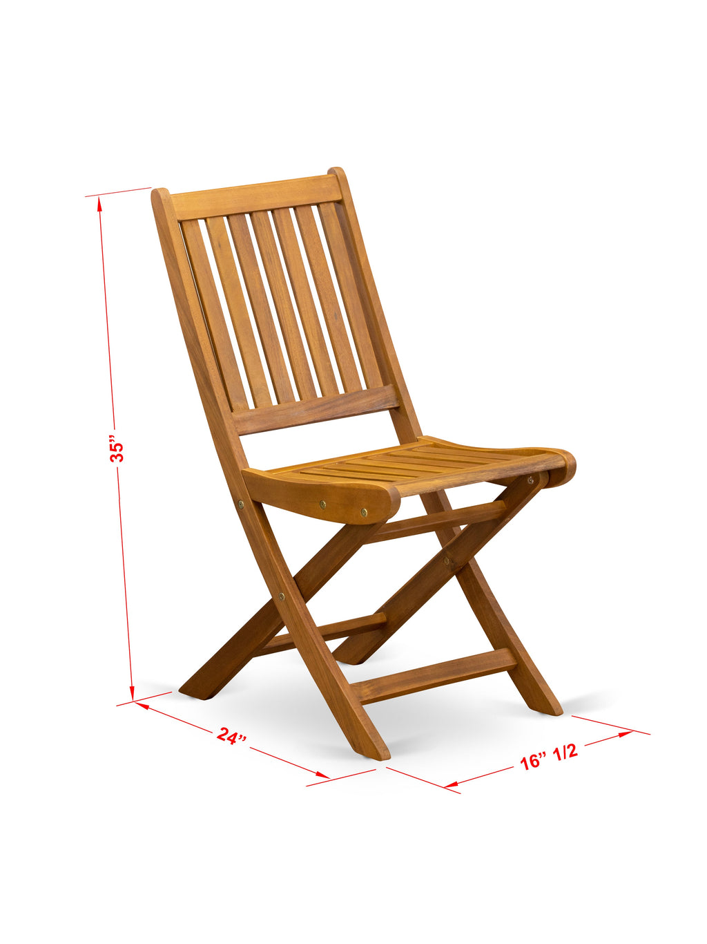 East West Furniture BSDK5CWNA 5 Piece Patio Dining Set Includes an Oval Outdoor Acacia Wood Table and 4 Folding Side Chairs
